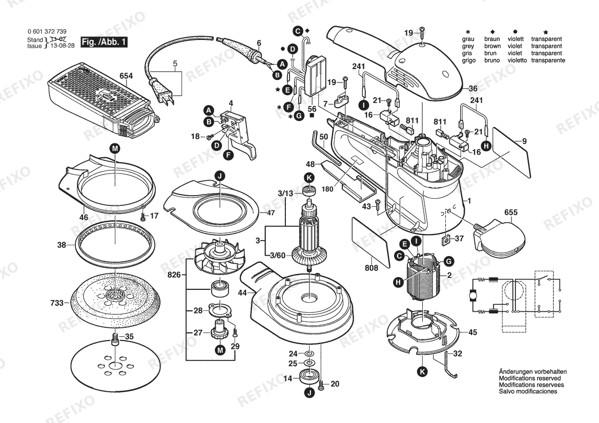 Bosch Эксцентриковая шлифмашина GEX 150 AC | 115 V | 061 - US (0 601 372 739) — схема запчастей