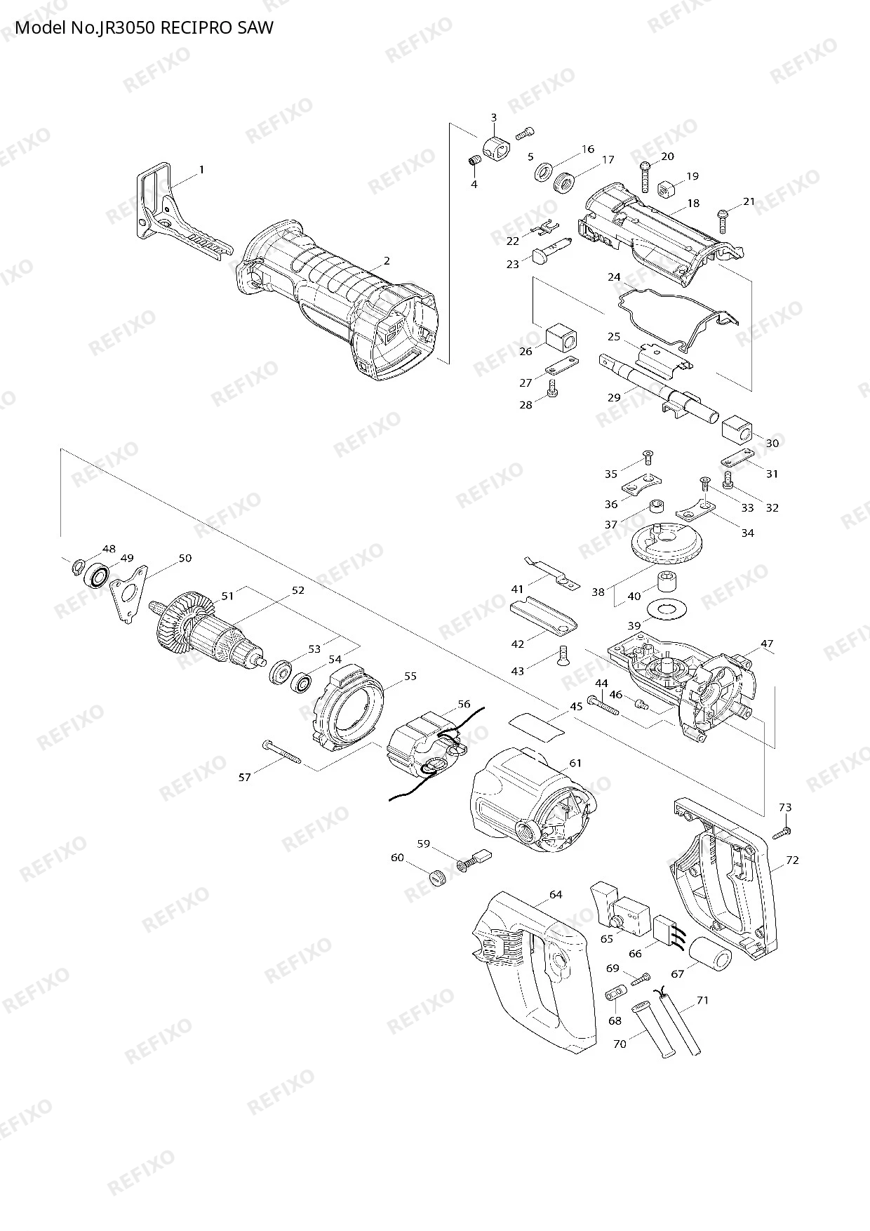 MAKITA JR3050 — схема запчастей
