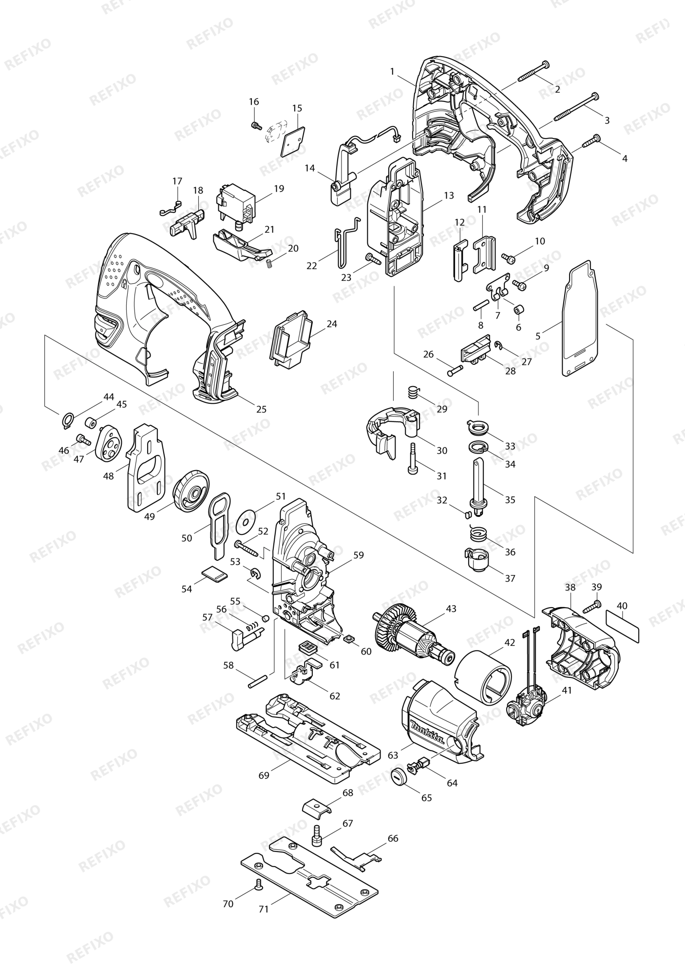 MAKITA BJV140 — схема запчастей