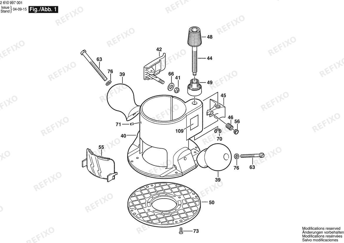 Bosch Фрезер RA1160 | 061 - US (2 610 919 704) — схема запчастей