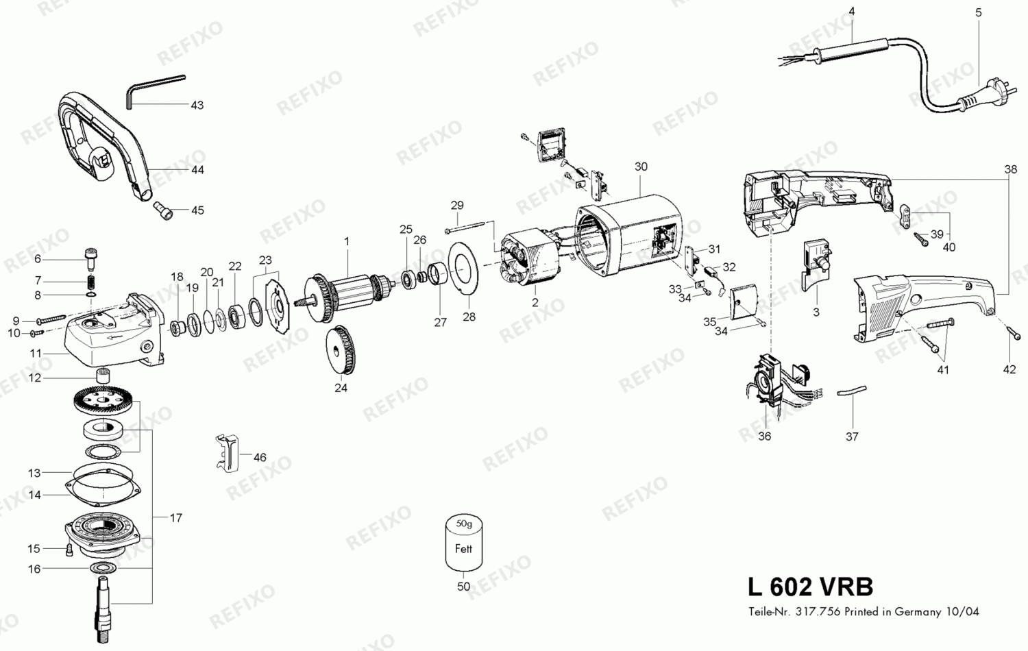 Flex L 602 VRB- набор -Polierer 318604 — схема запчастей