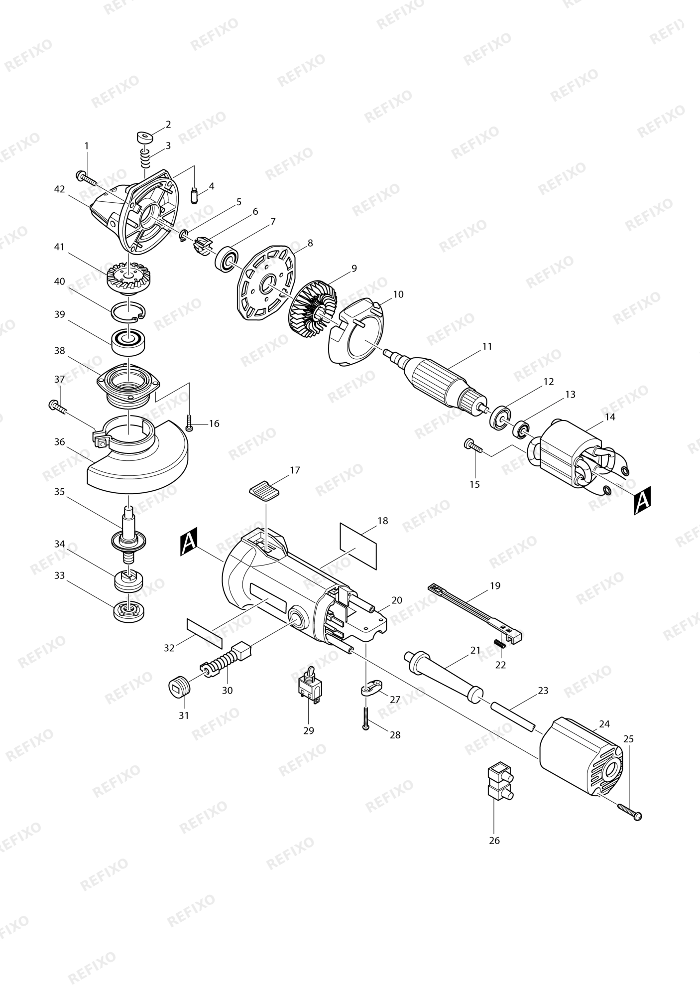 MAKITA 9524NB — схема запчастей
