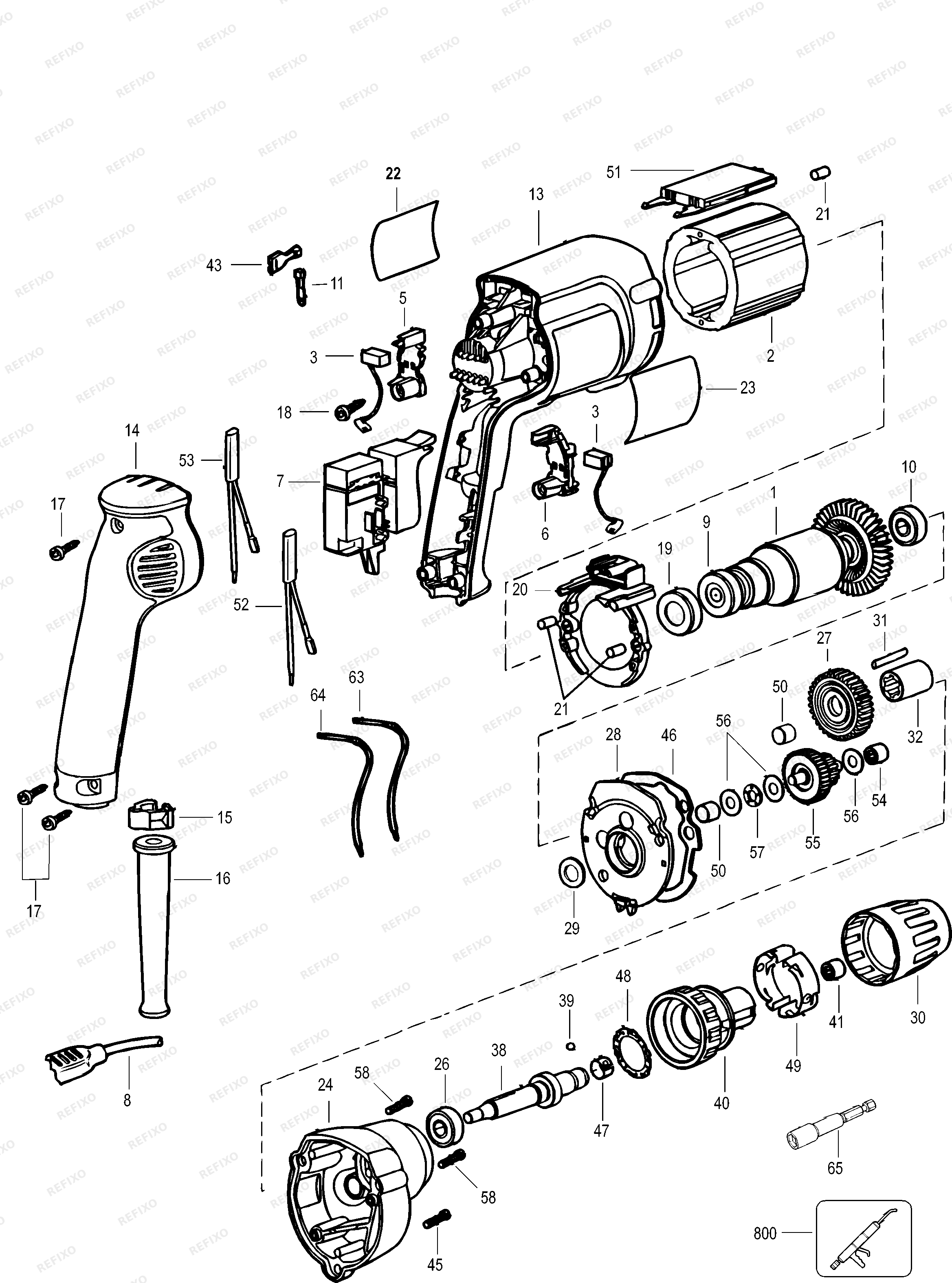 DeWalt ОТВЁРТКА DW253 — схема запчастей