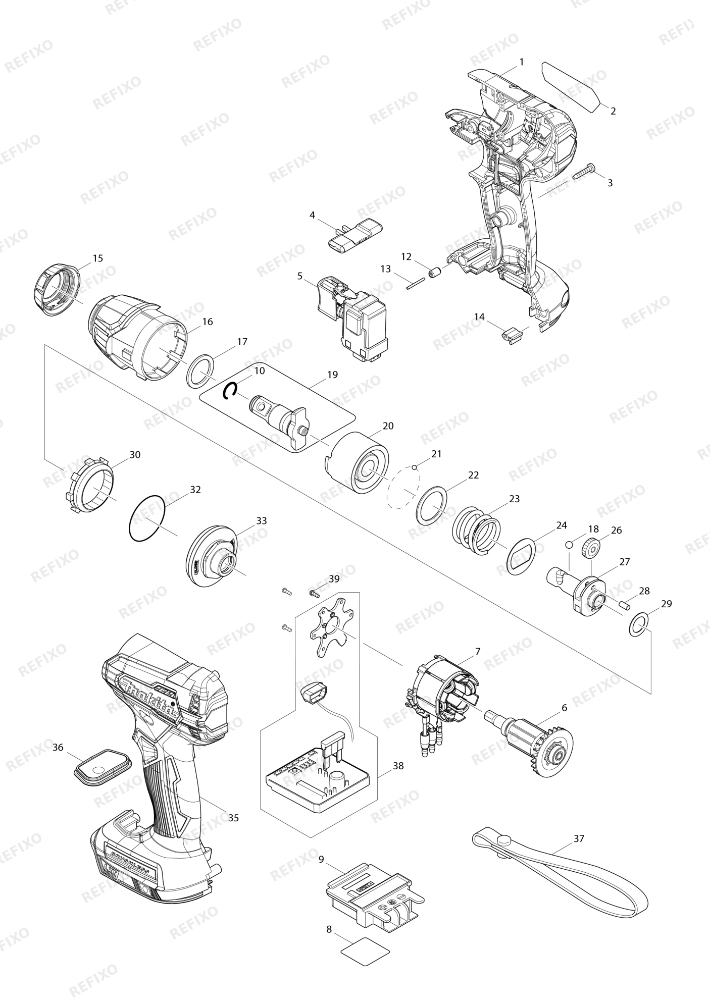 MAKITA DTW181 — схема запчастей