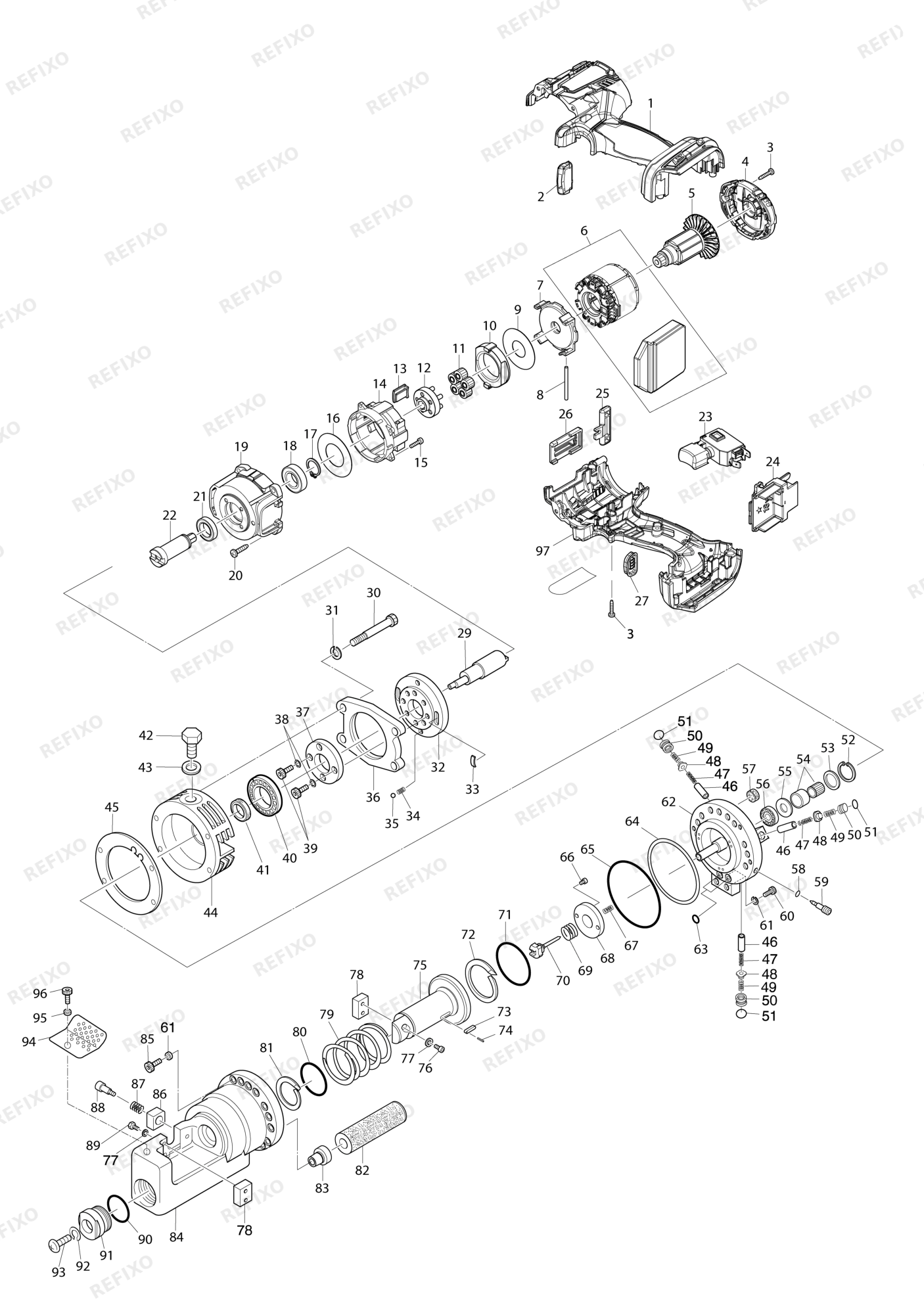 MAKITA DSC163 — схема запчастей