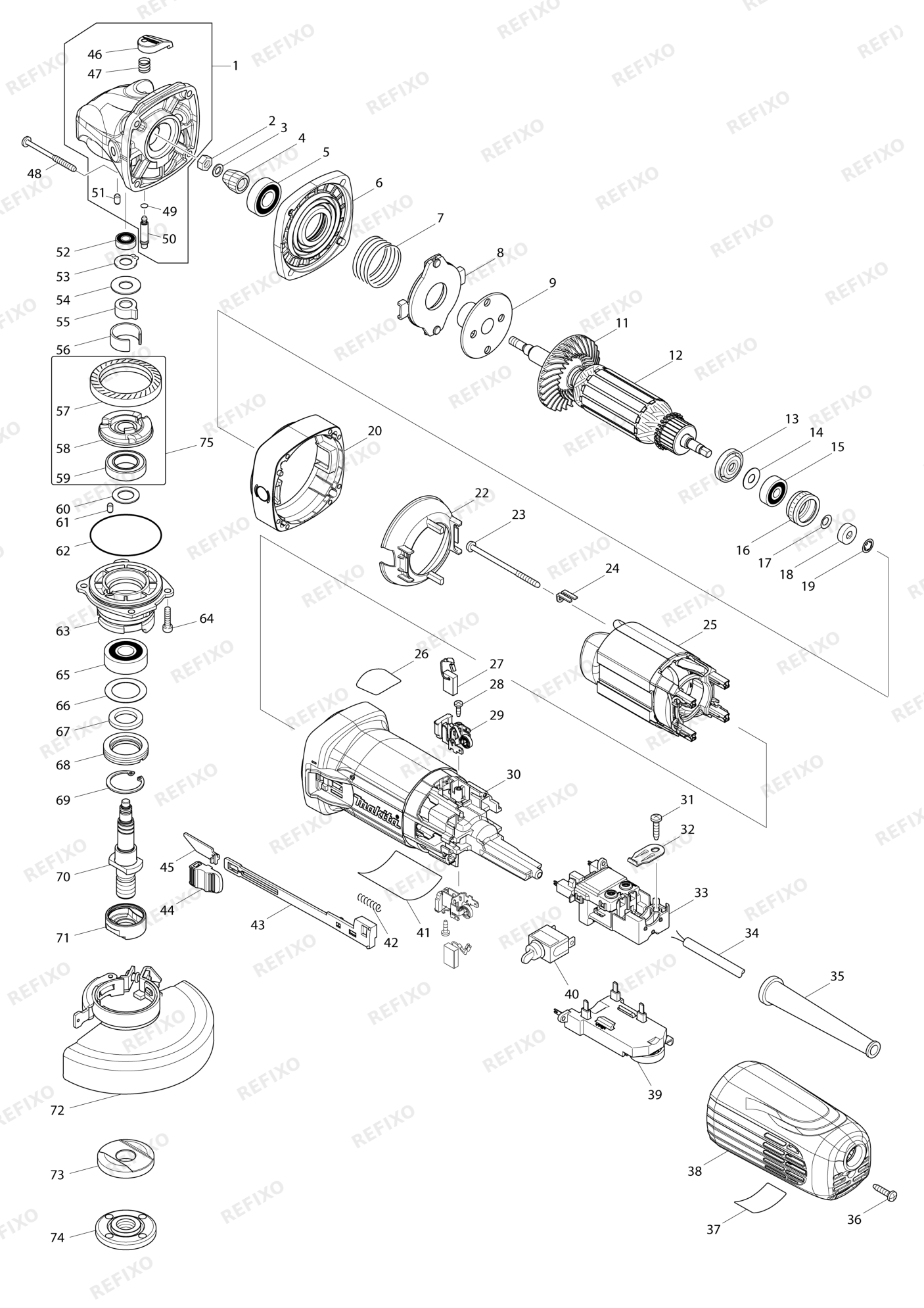 MAKITA GA4541C — схема запчастей