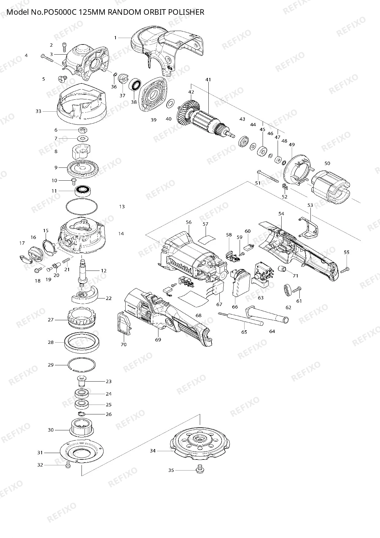 MAKITA PO5000C — схема запчастей