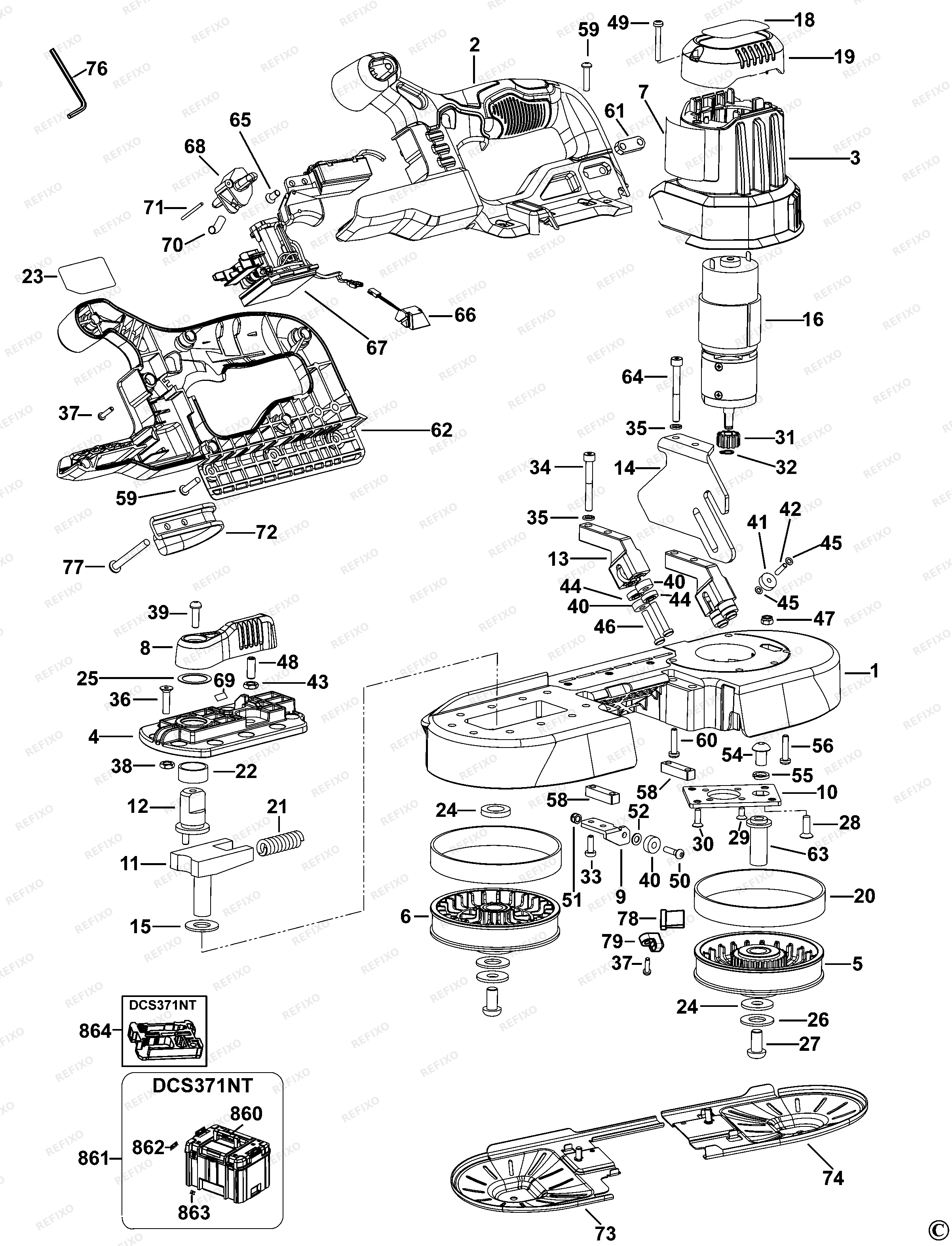 DeWalt ????????? ???? DCS371 — схема запчастей