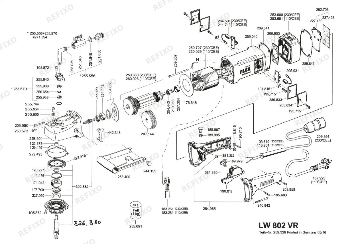 Flex LW 802 VR 230CEE — схема запчастей