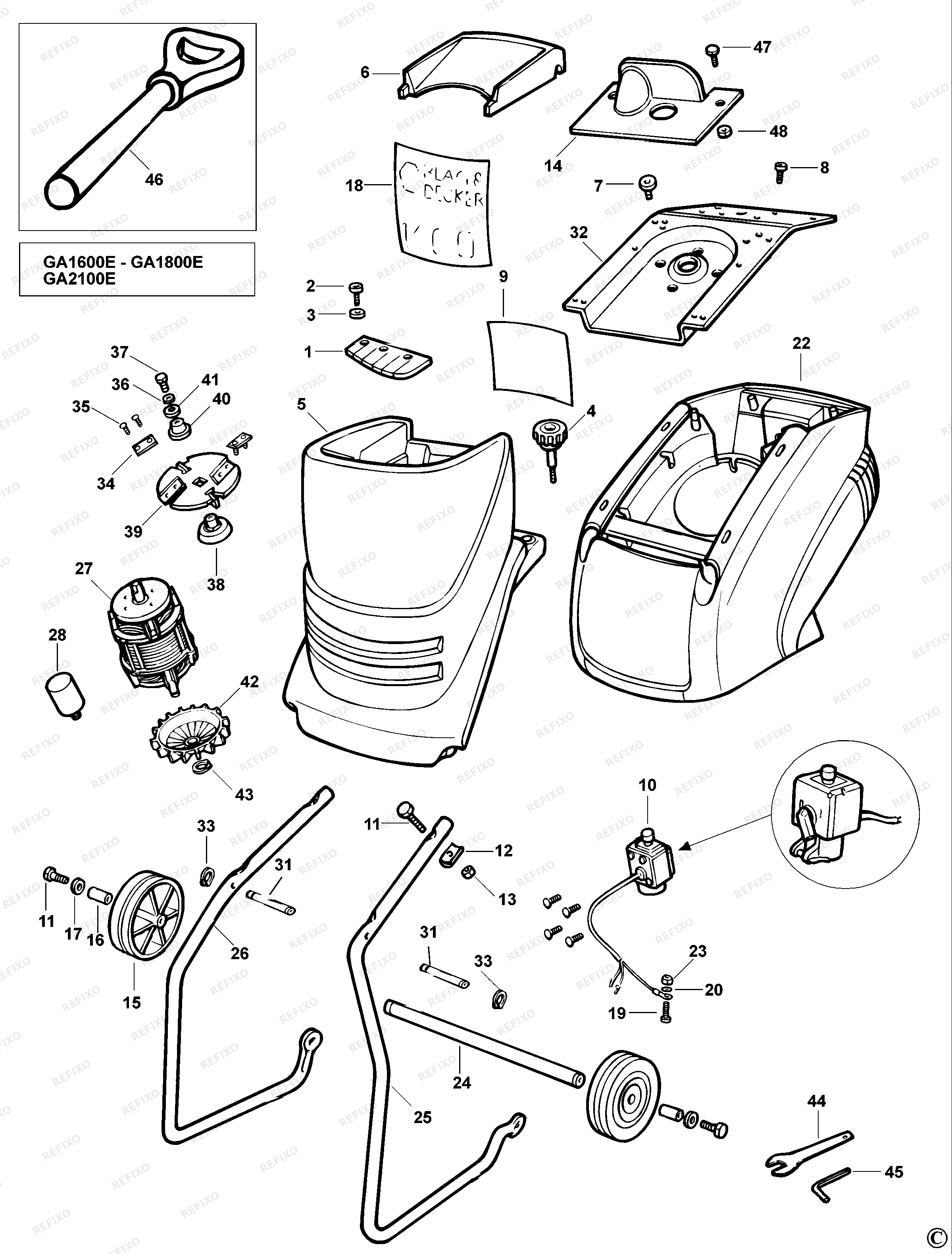 Black&Decker СТРУЖЕЧНЫЙ СТАНОК GA2100E — схема запчастей