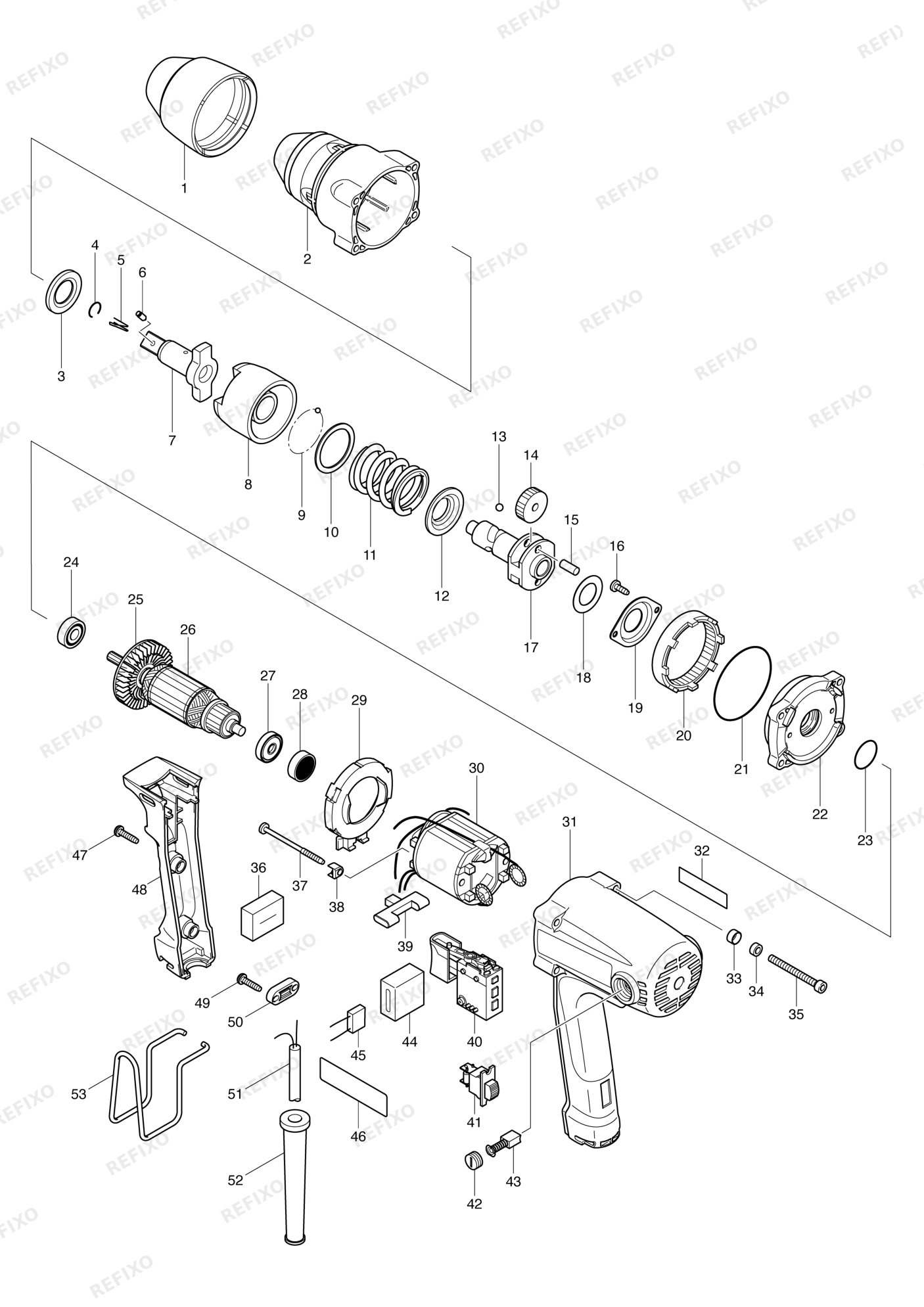 MAKITA TW0200 — схема запчастей