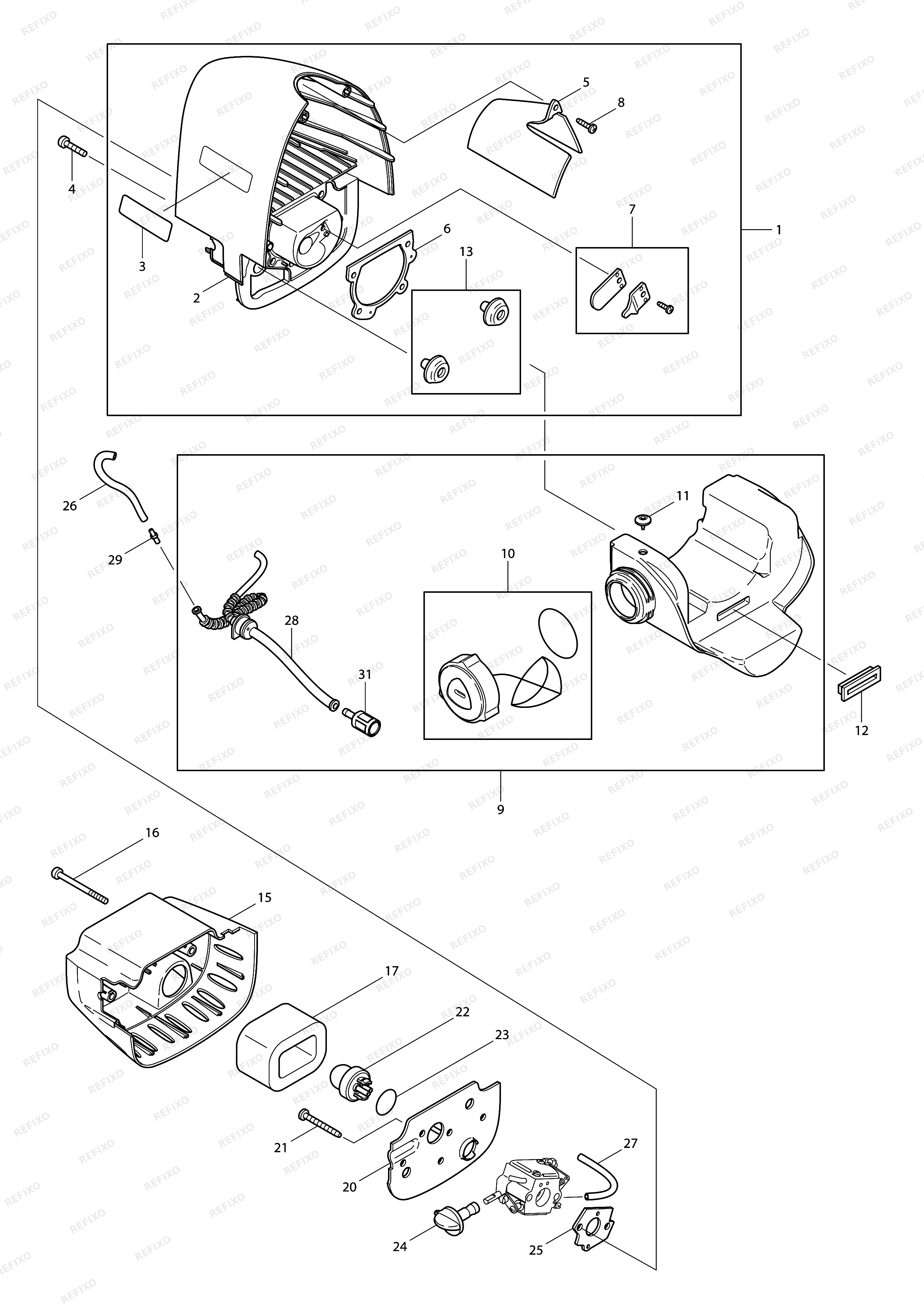 MAKITA DBC300 — схема запчастей