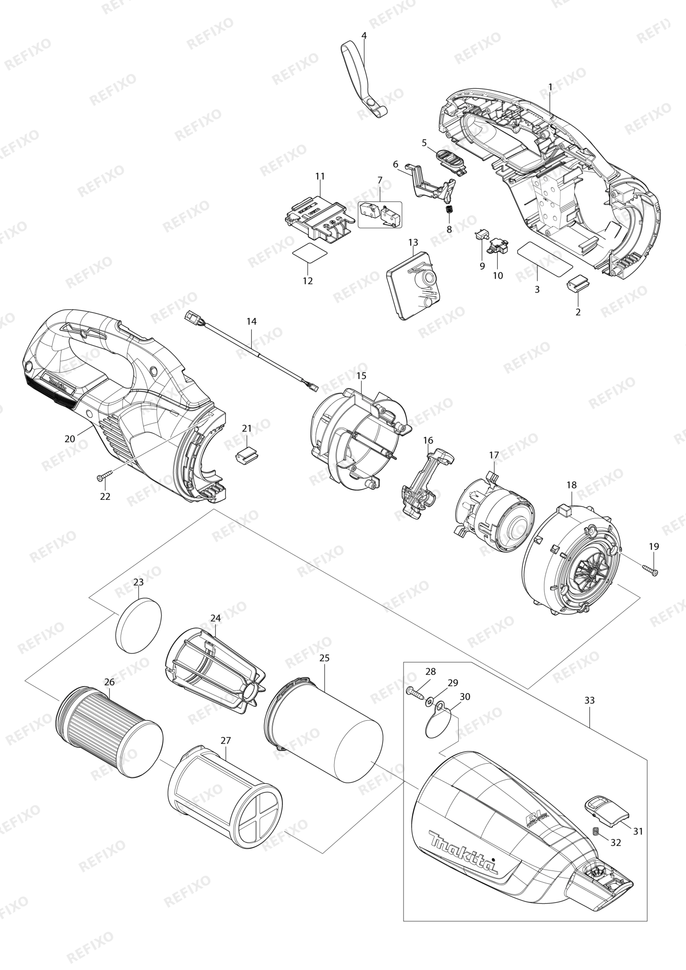 MAKITA DCL283F — схема запчастей