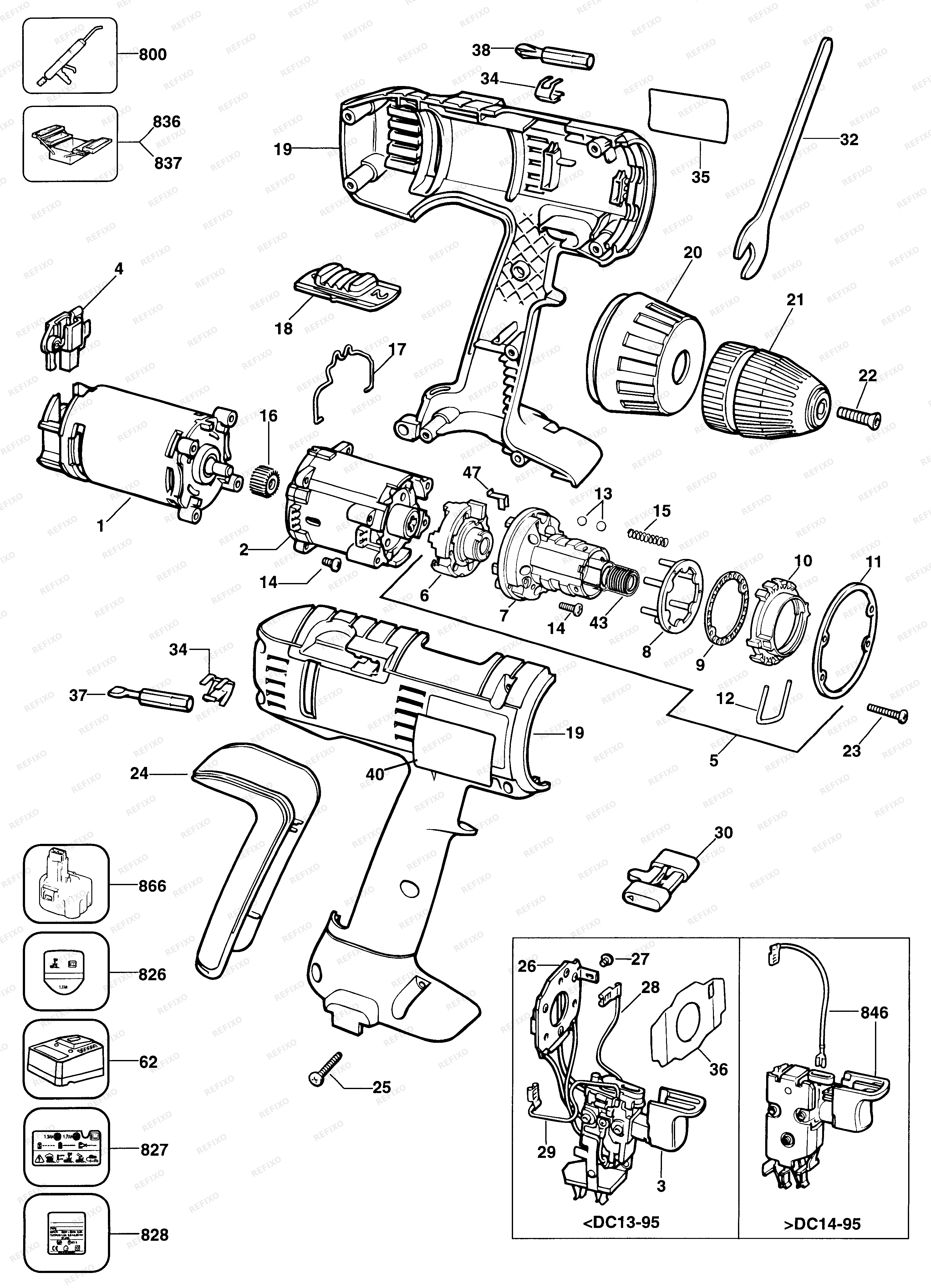 DeWalt АККУМУЛЯТОРНАЯ ДРЕЛЬ BSA31K — схема запчастей