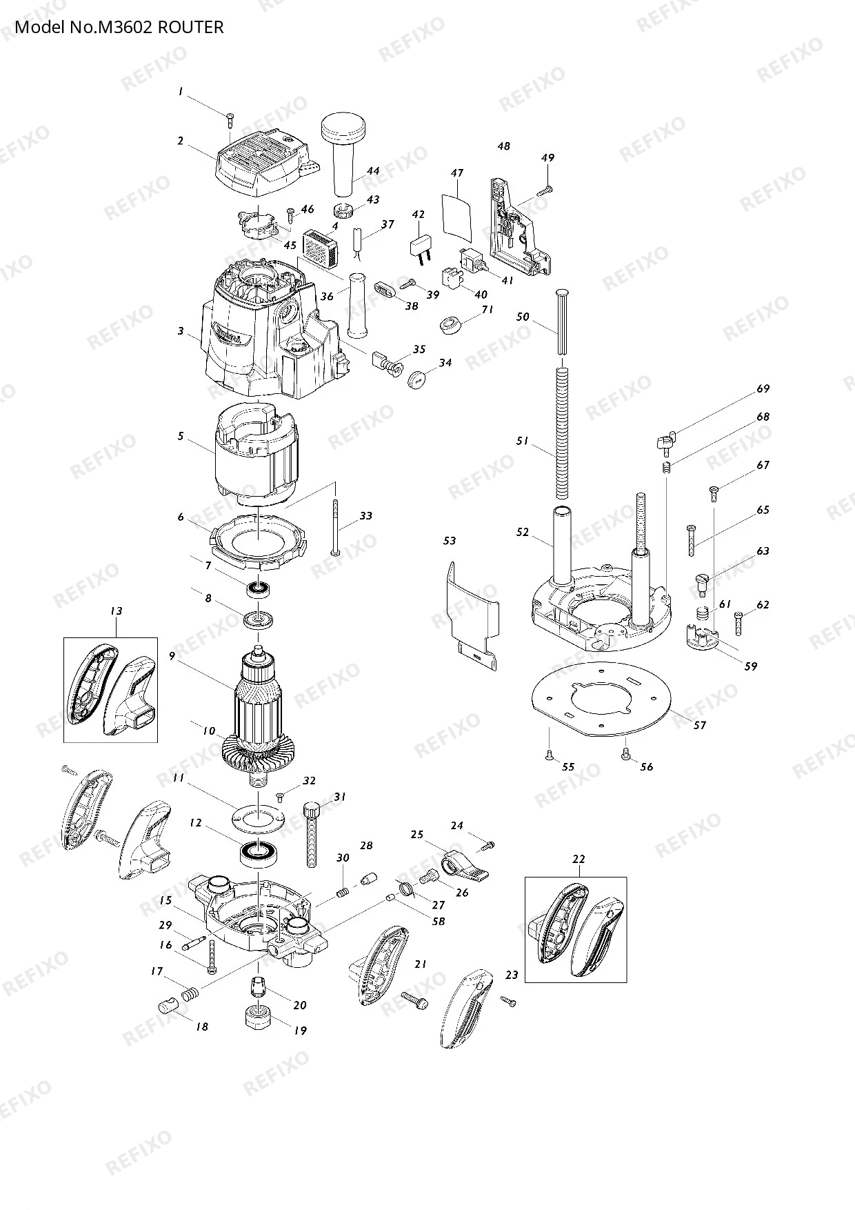 MAKITA M3602 — схема запчастей