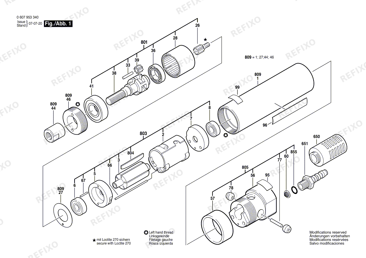 Bosch Einbaumotor 180 WATT-SERIE (0 607 953 340) — схема запчастей