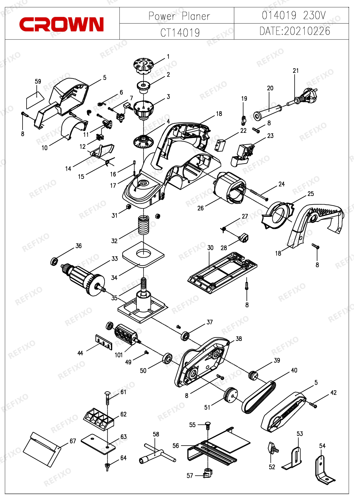 CROWN CT14019 (с с.н.210...) — схема запчастей