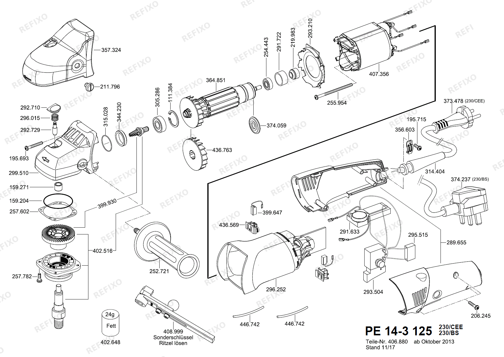 Flex PE 14-3 125 nach 01.10.2013 PE14-3125 — схема запчастей