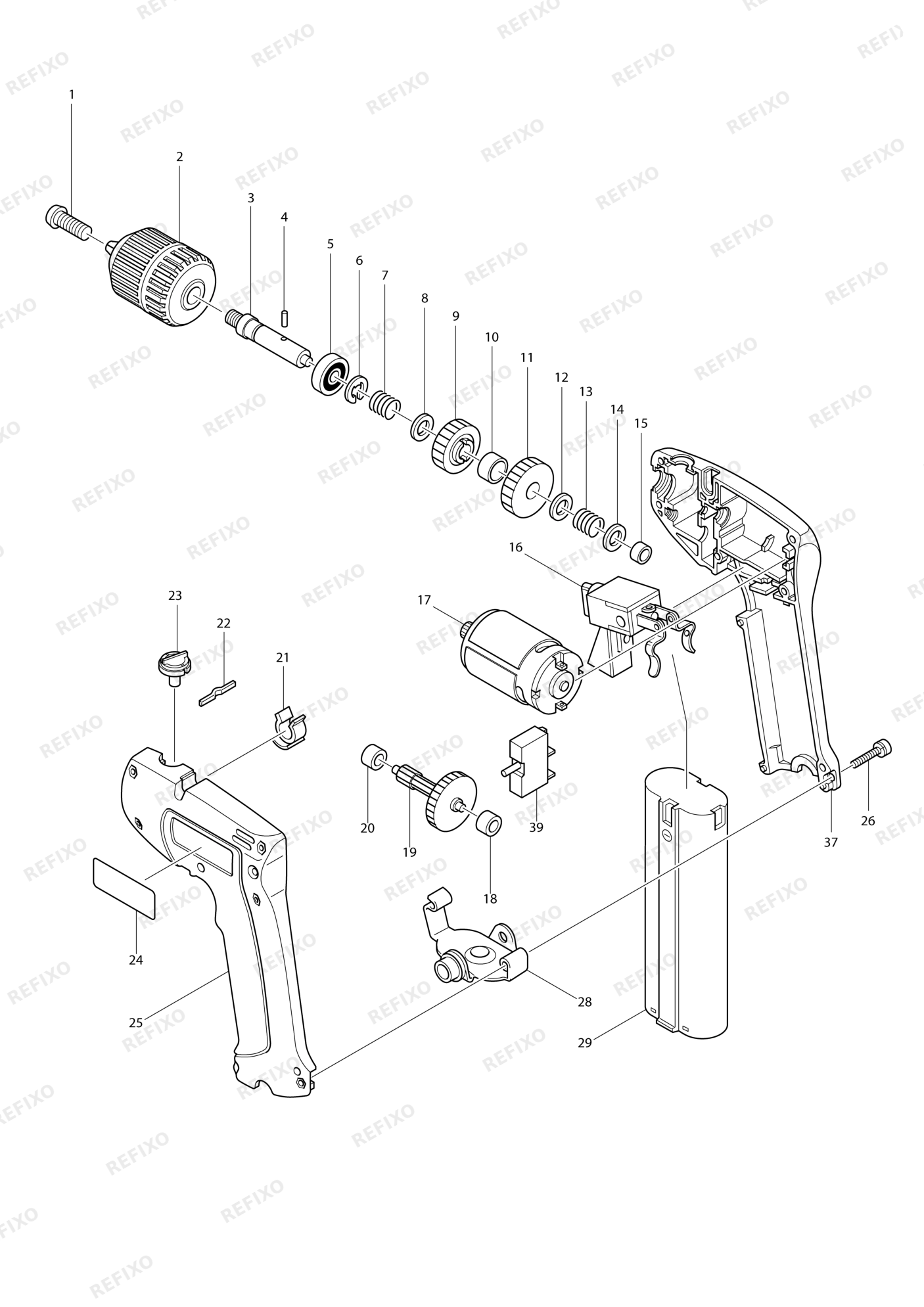 MAKITA 6015D — схема запчастей