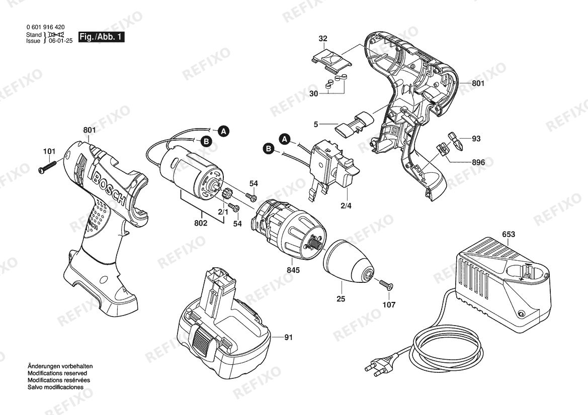 Bosch Аккумуляторный -Mittelgriffschrauber GSR 14,4 V | 14.4 V | 001 - EU (0 601 916 430) — схема запчастей
