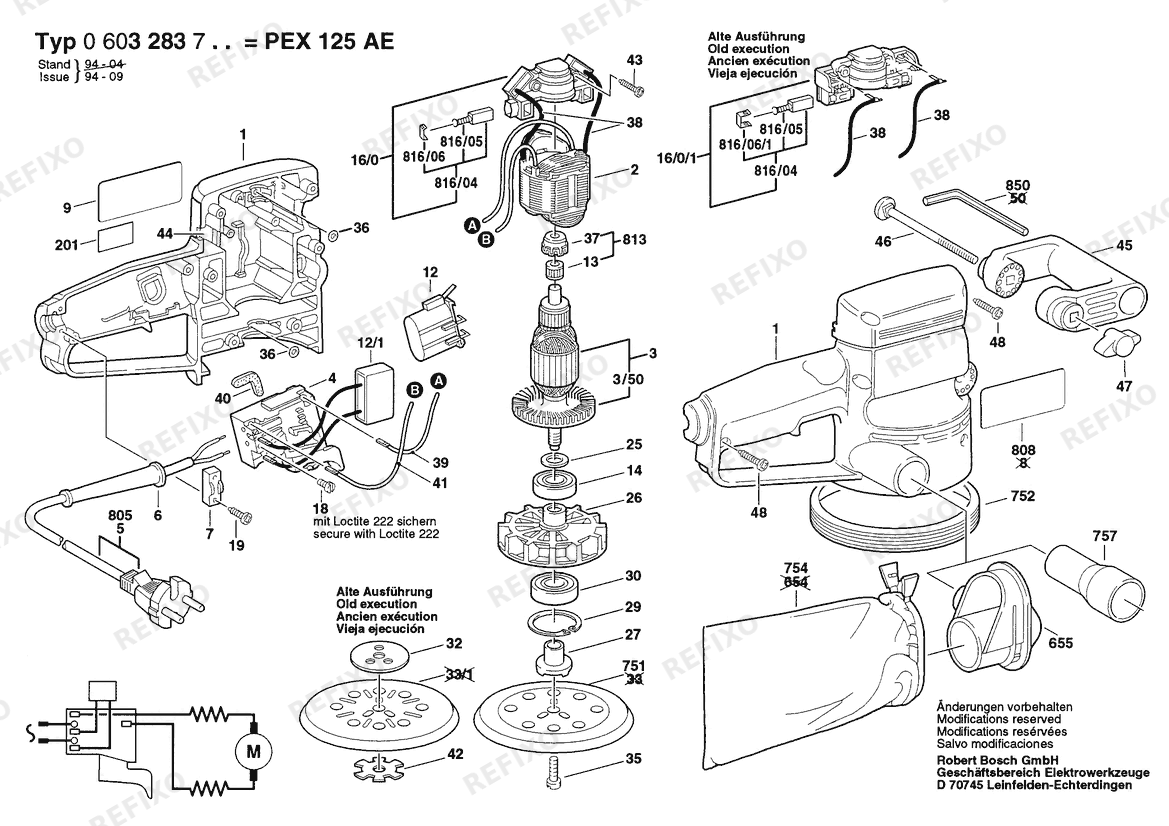 Bosch Эксцентриковая шлифмашина PEX 125 AE | 240 V | 027 - AU (0 603 283 737) — схема запчастей