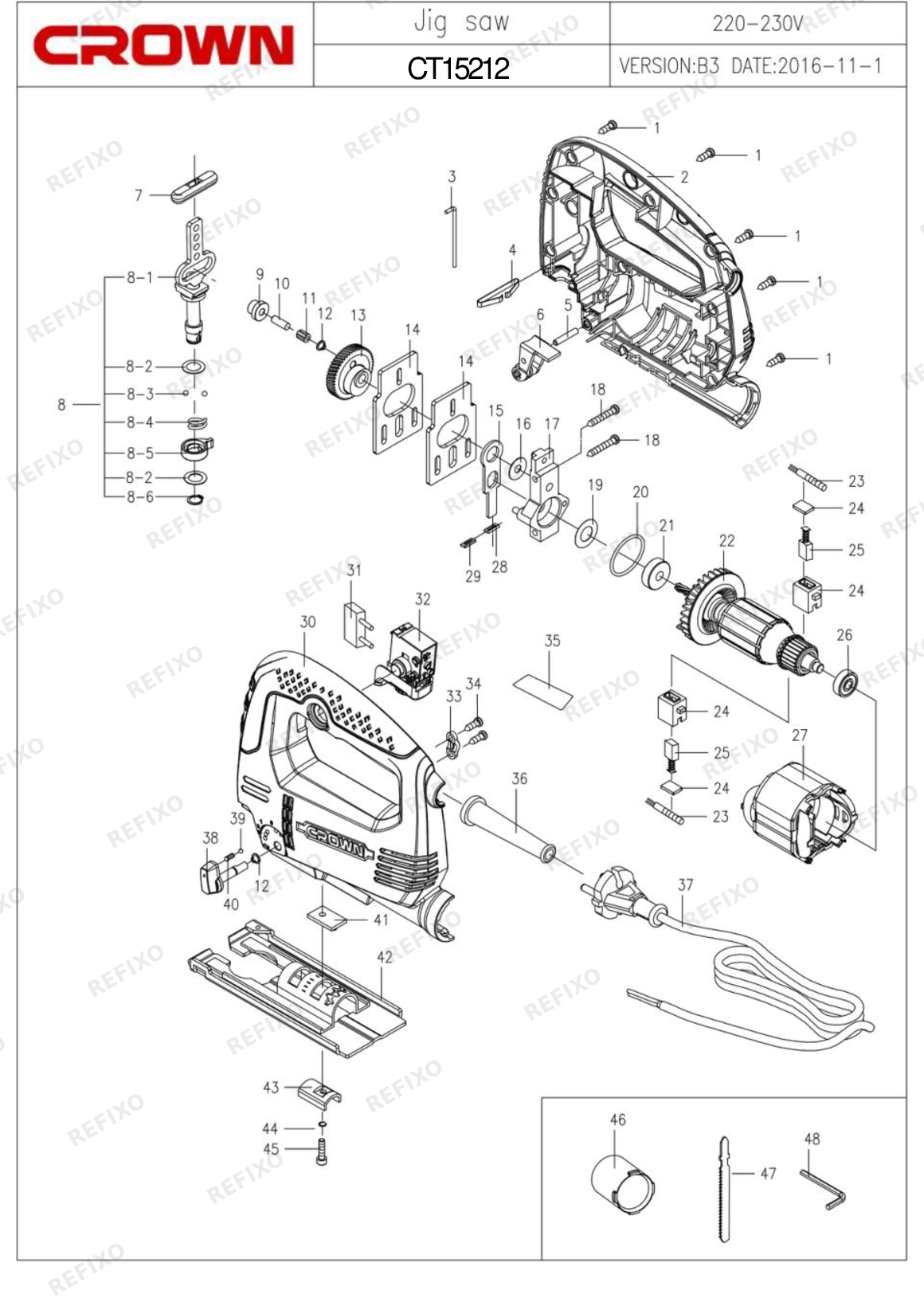 CROWN CT15212 — схема запчастей