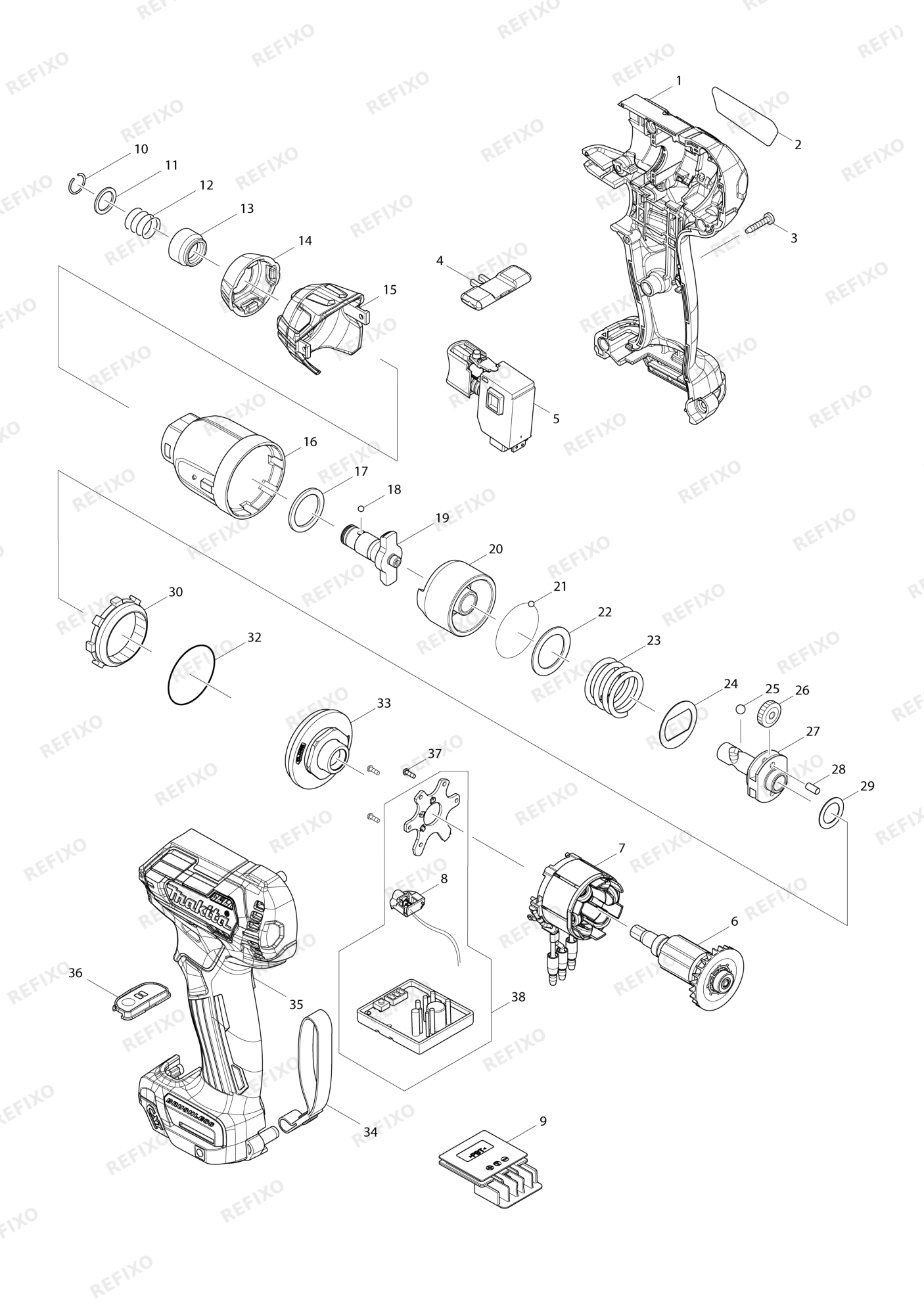 MAKITA TD111D — схема запчастей