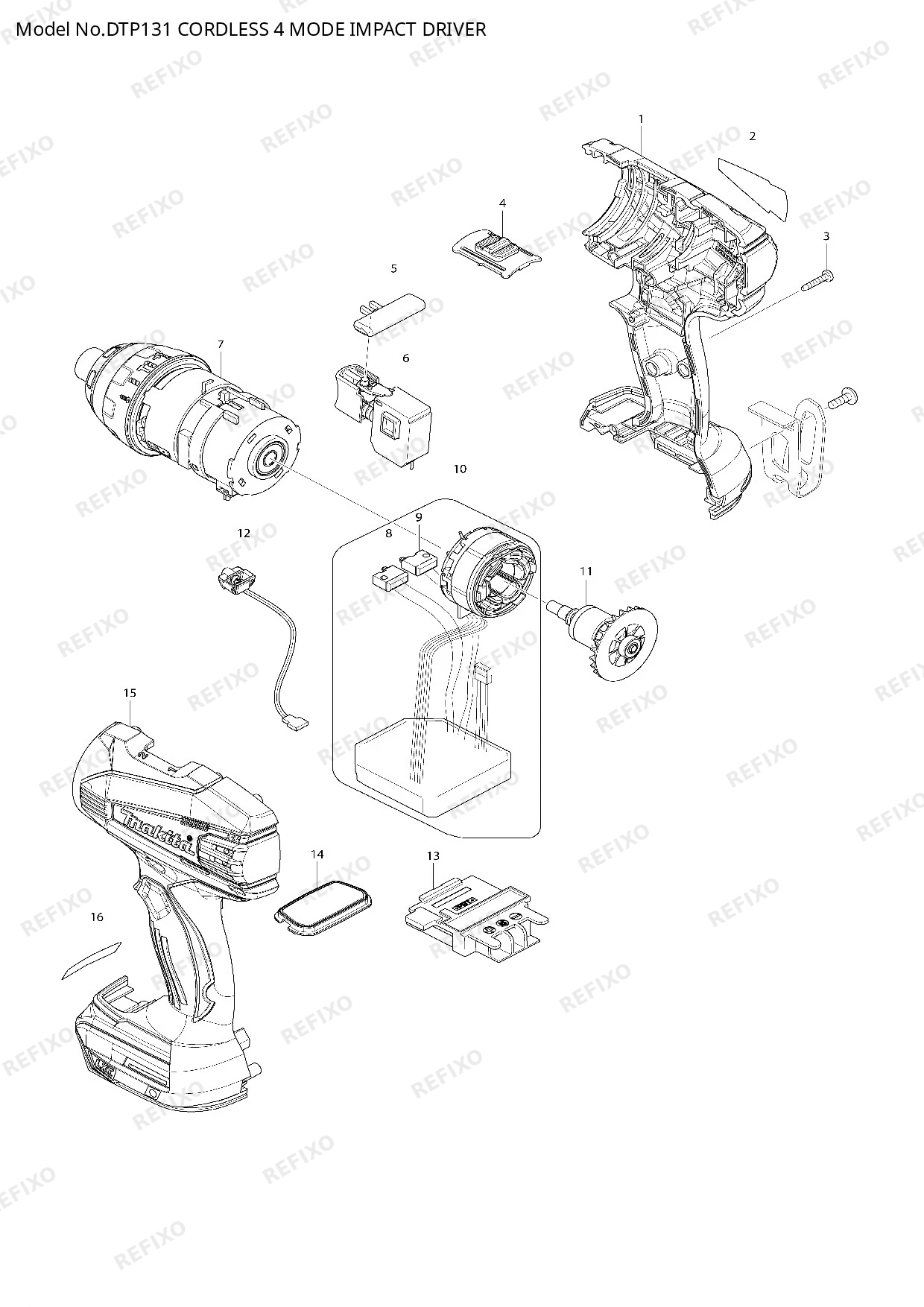 MAKITA DTP131 — схема запчастей