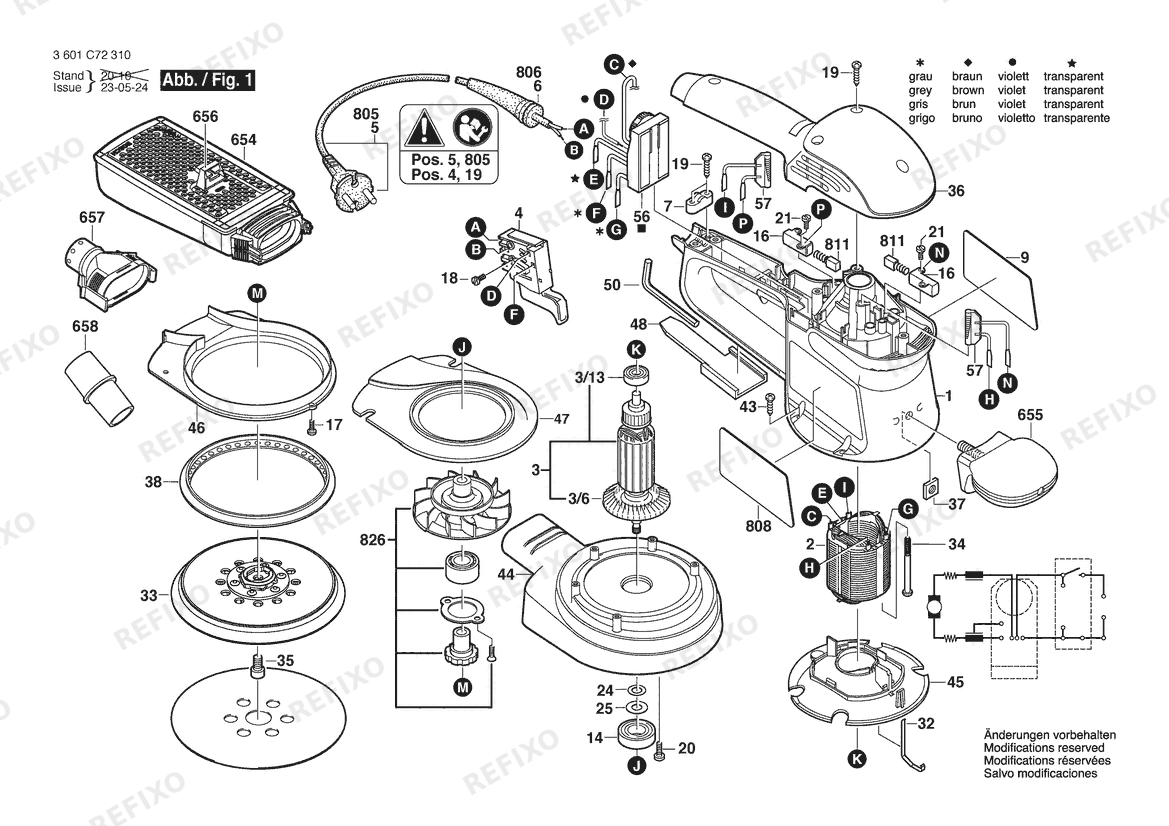 Bosch Эксцентриковая шлифмашина GEX 34-125 | 120 V | 061 - US (3 601 C72 310) — схема запчастей