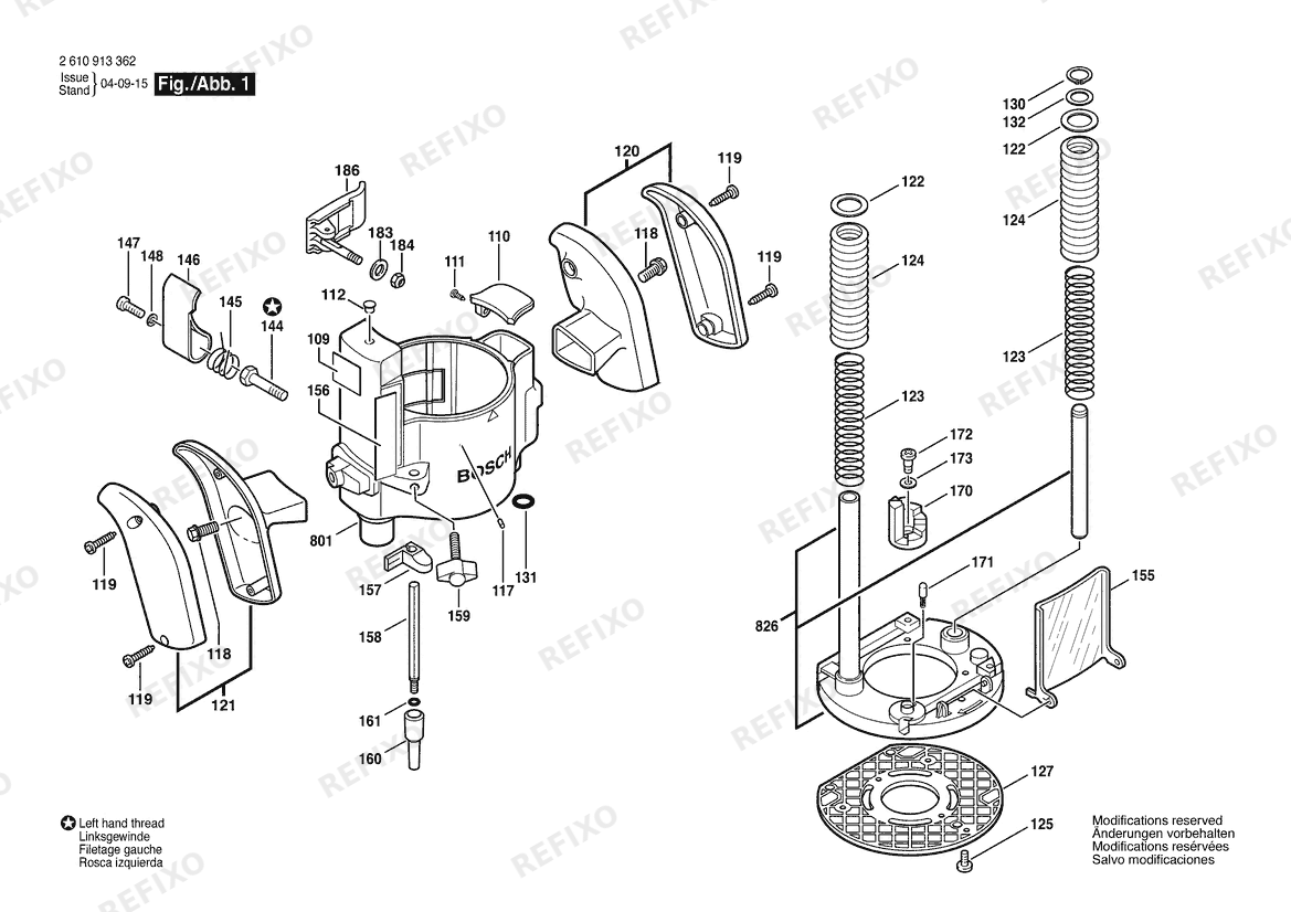 Bosch Фрезер RA1166 (2 610 919 881) — схема запчастей