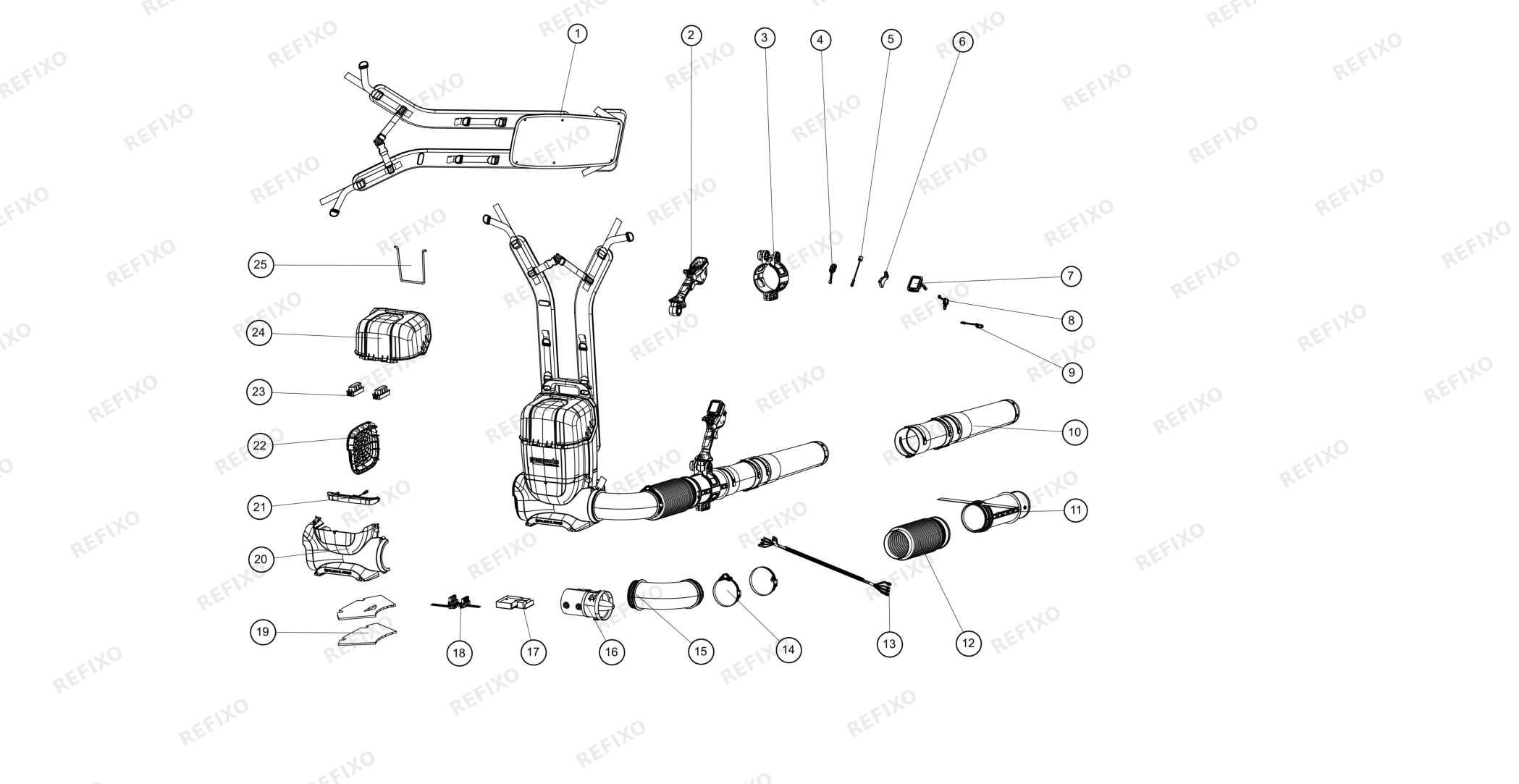 Greenworks 2408307RU Exploded view — схема запчастей