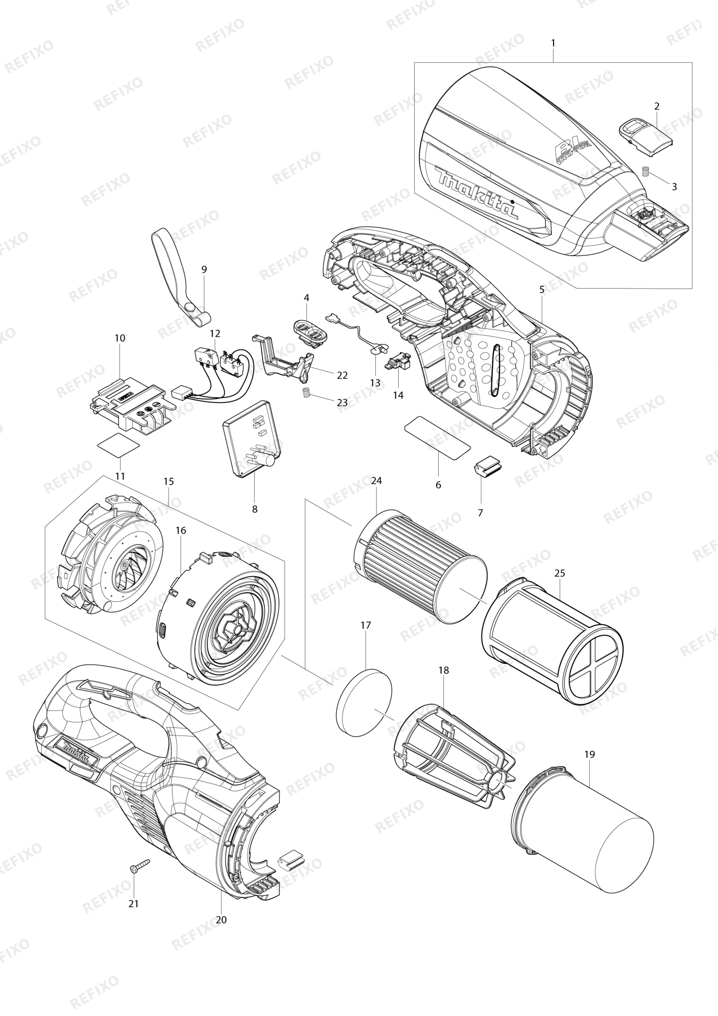 MAKITA DCL280F — схема запчастей