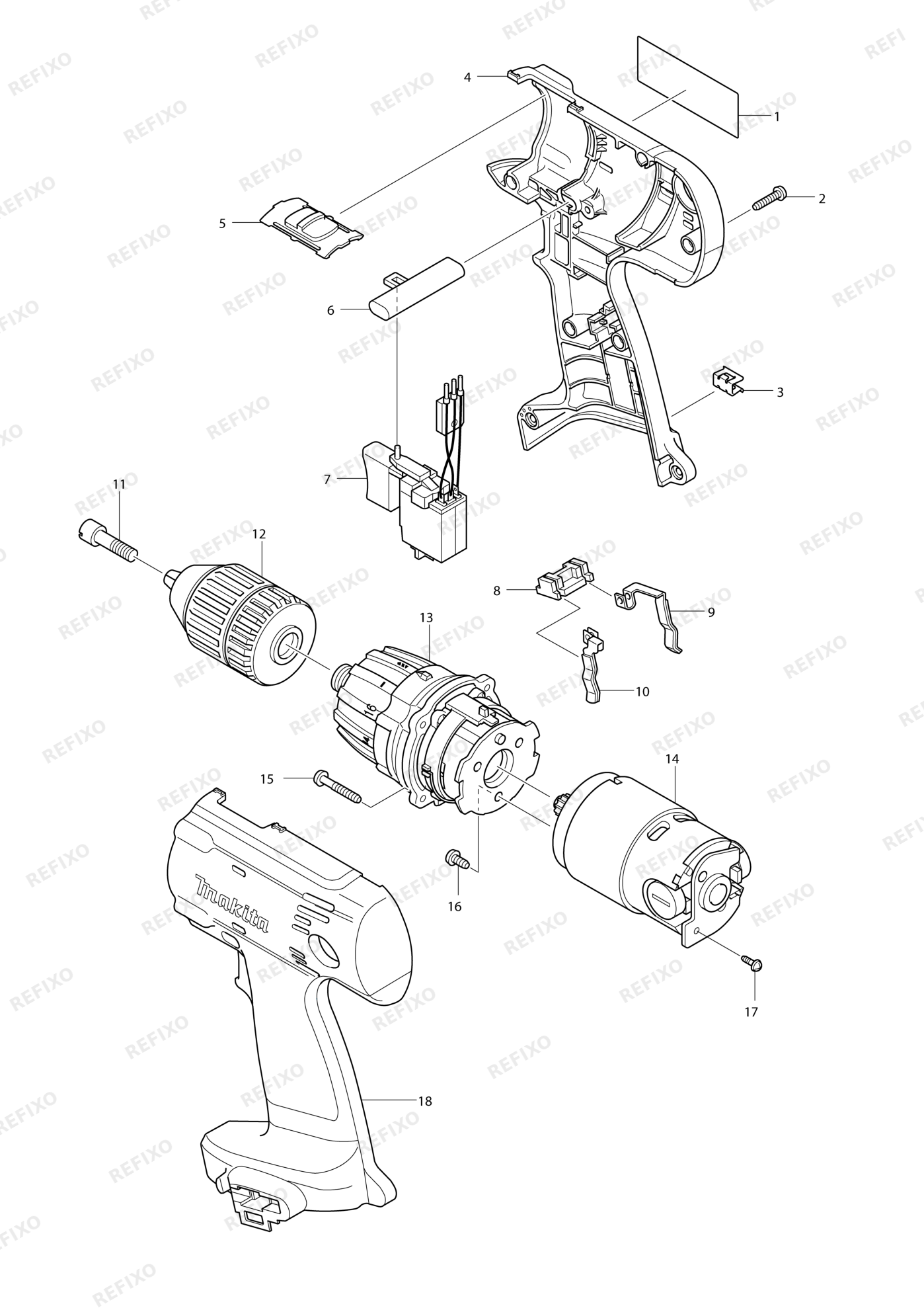 MAKITA 6336D — схема запчастей