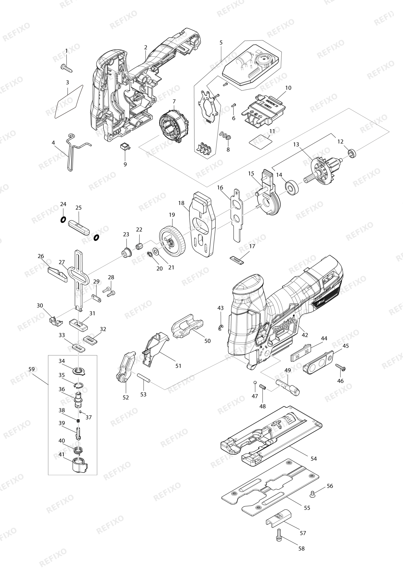 MAKITA DJV185 — схема запчастей