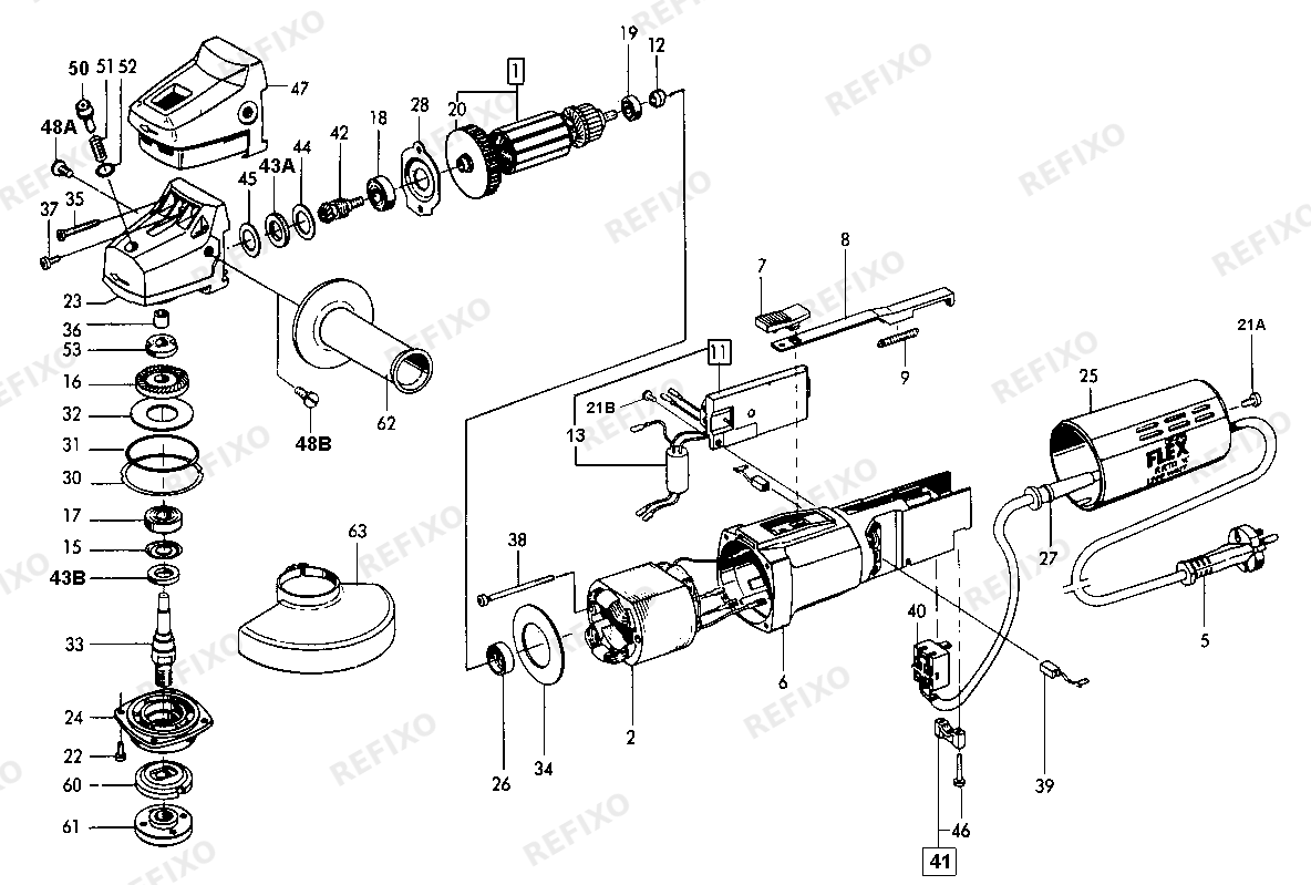 Flex L 1709 FR Einhandwinkelschleifer — схема запчастей