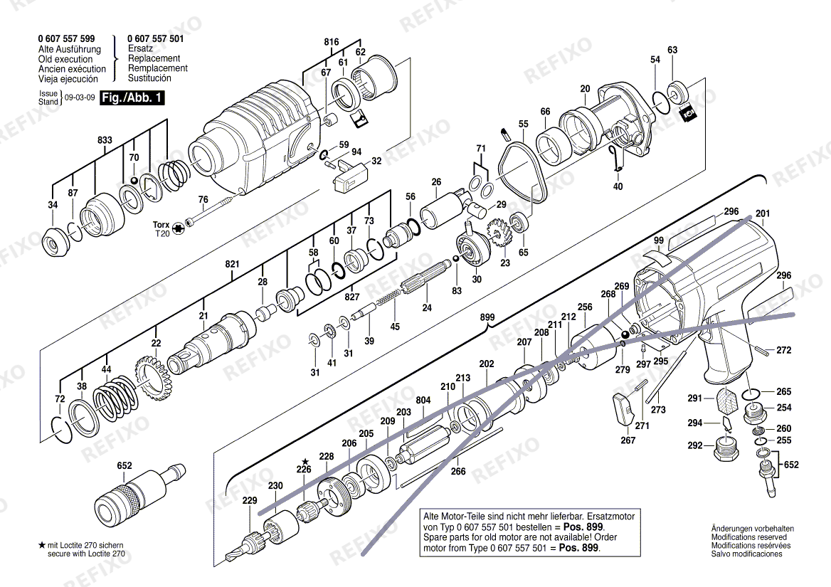 Bosch Перфоратор DBH 740 (0 607 557 599) — схема запчастей