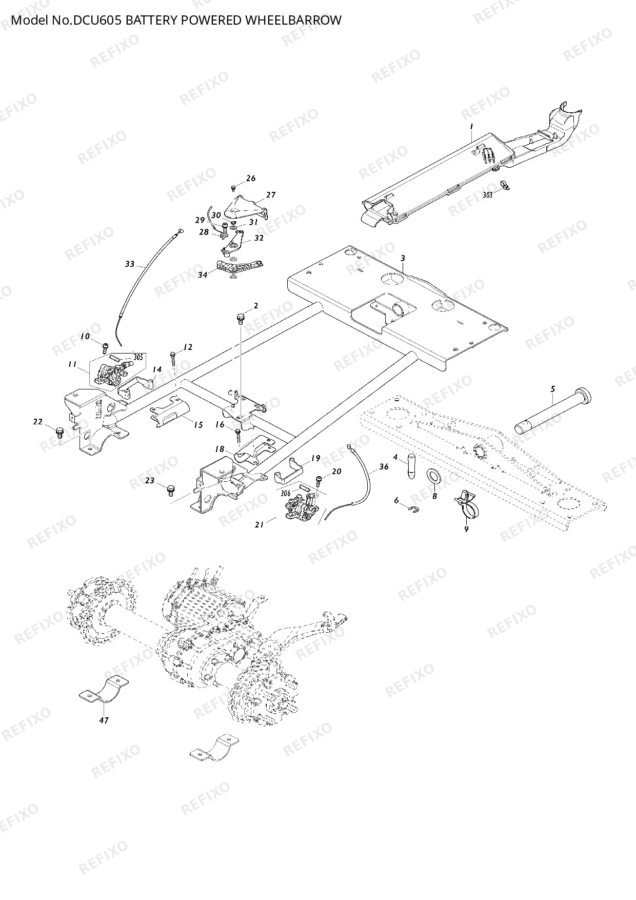 MAKITA DCU605 — схема запчастей