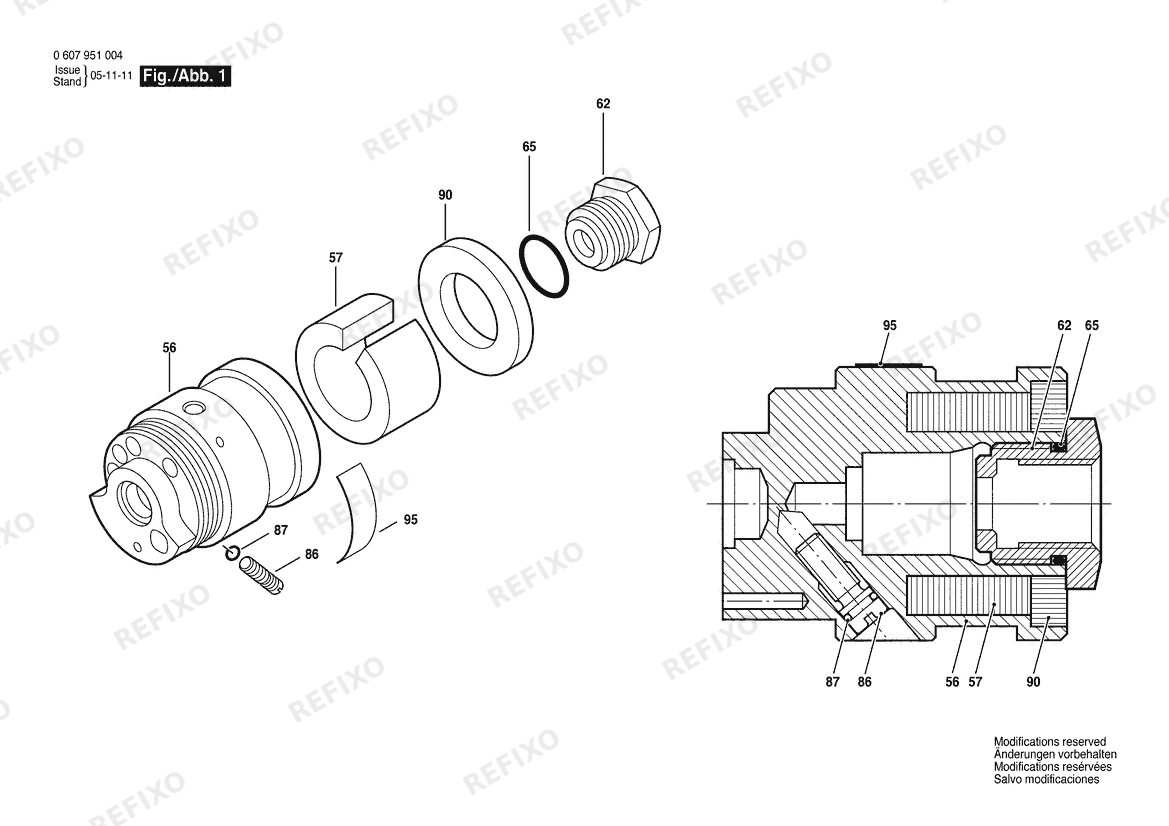 Bosch Ventilgehäuse OEM (0 607 951 004) — схема запчастей