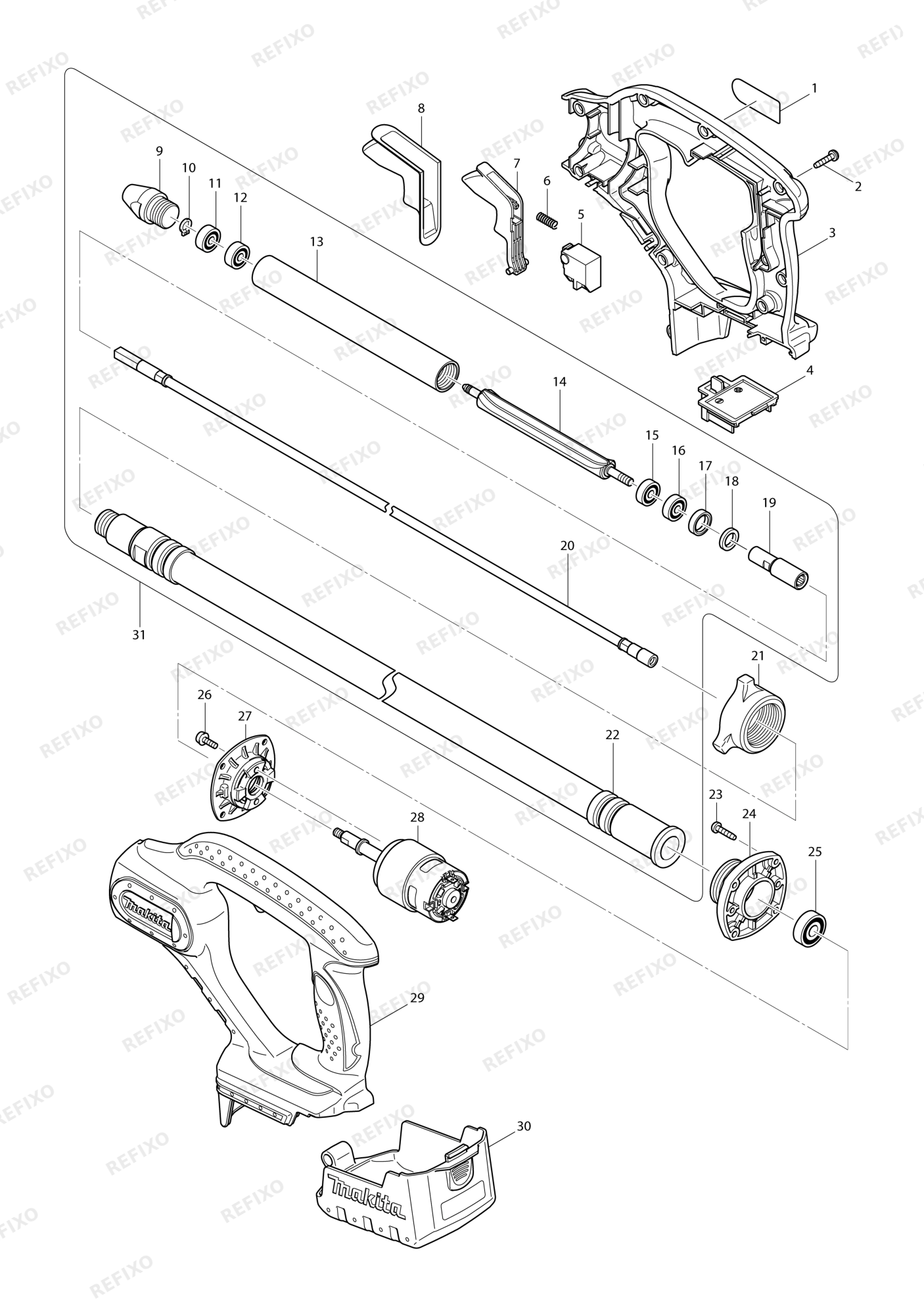 MAKITA DVR450 — схема запчастей