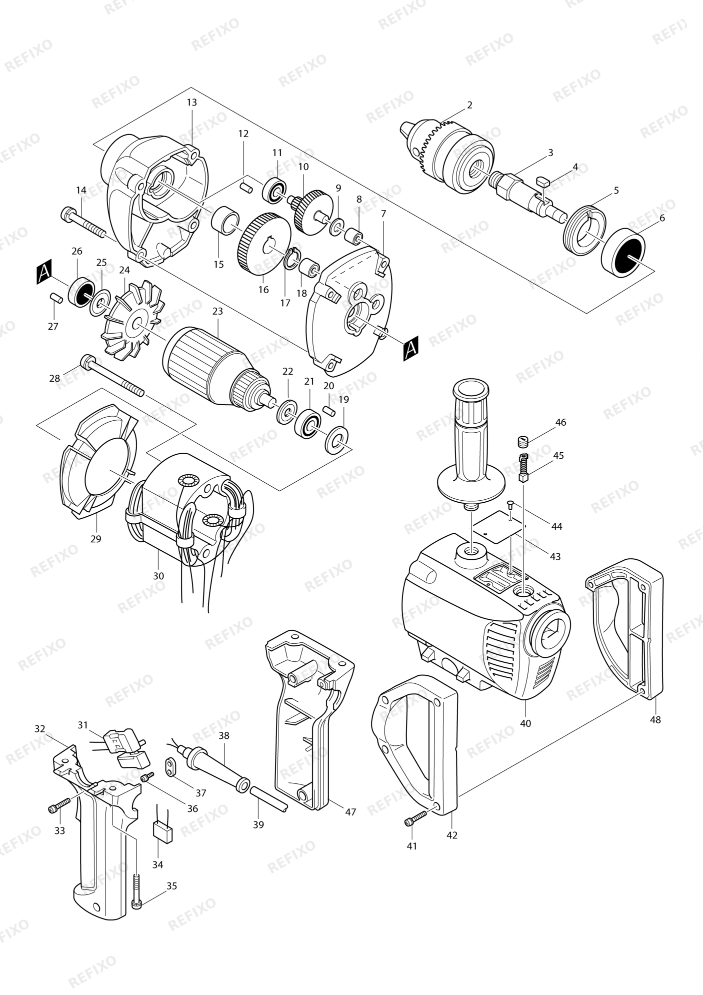 MAKITA 6013B — схема запчастей