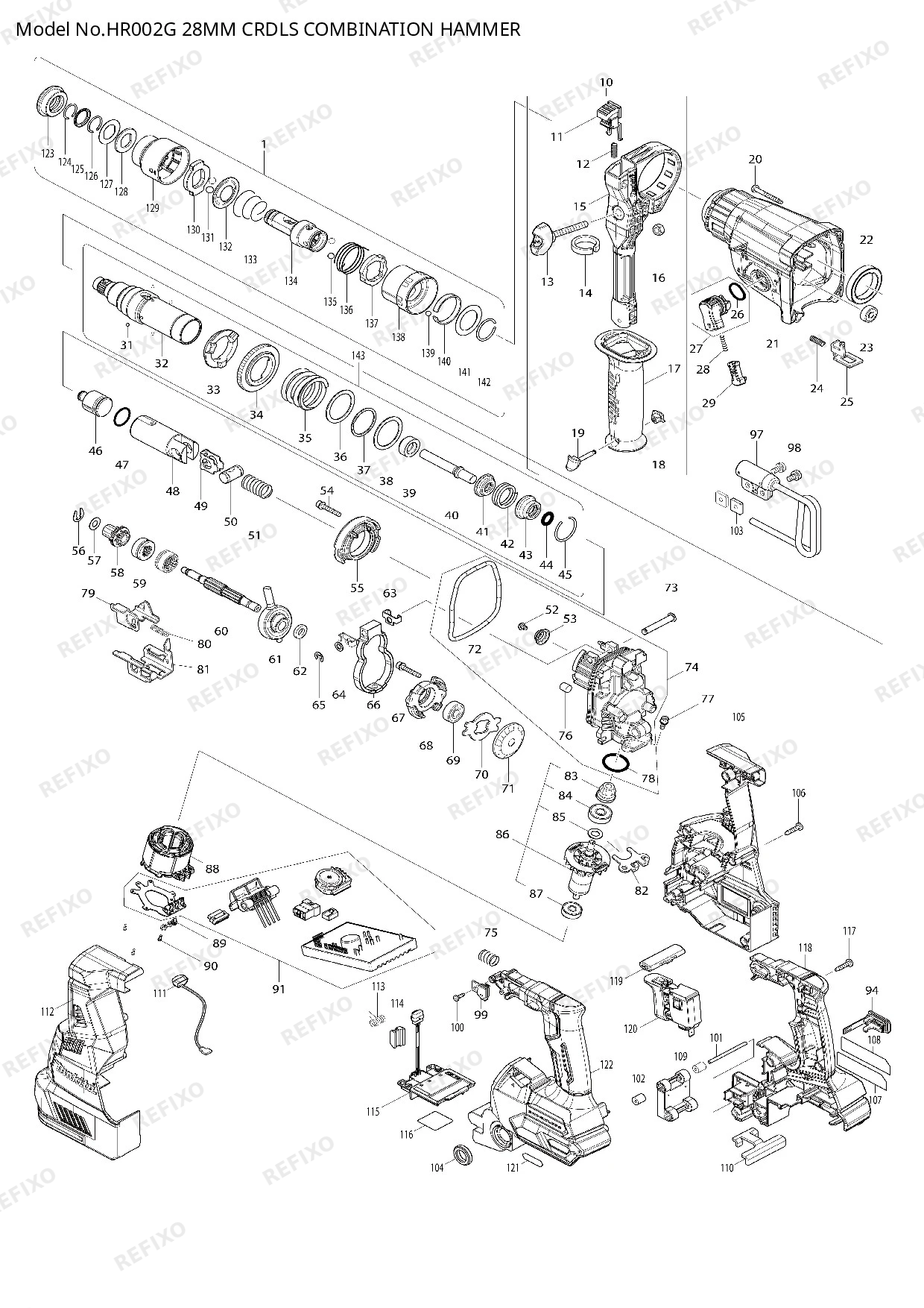 MAKITA HR002G — схема запчастей