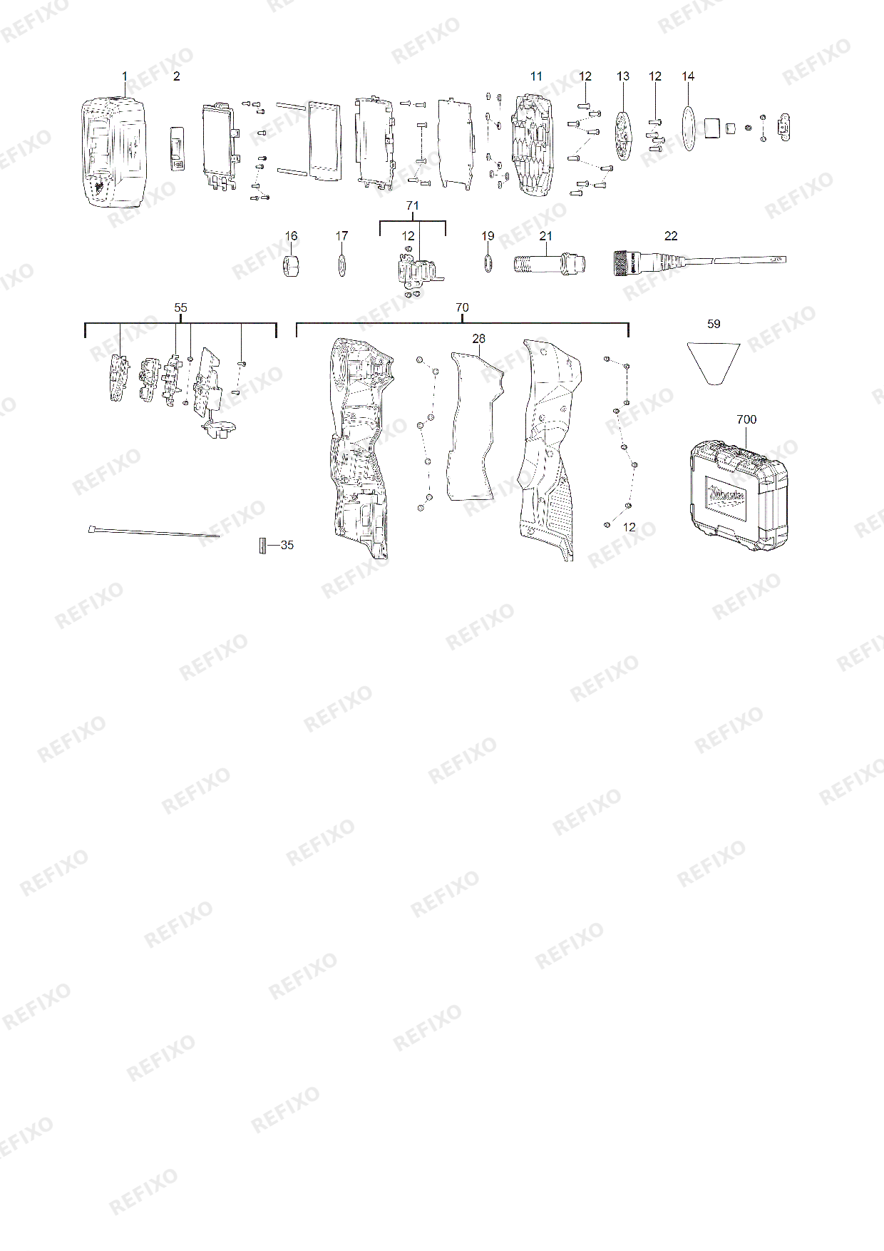 MILWAUKEE M12ATB 0C 4933493136 4000481840 — схема запчастей