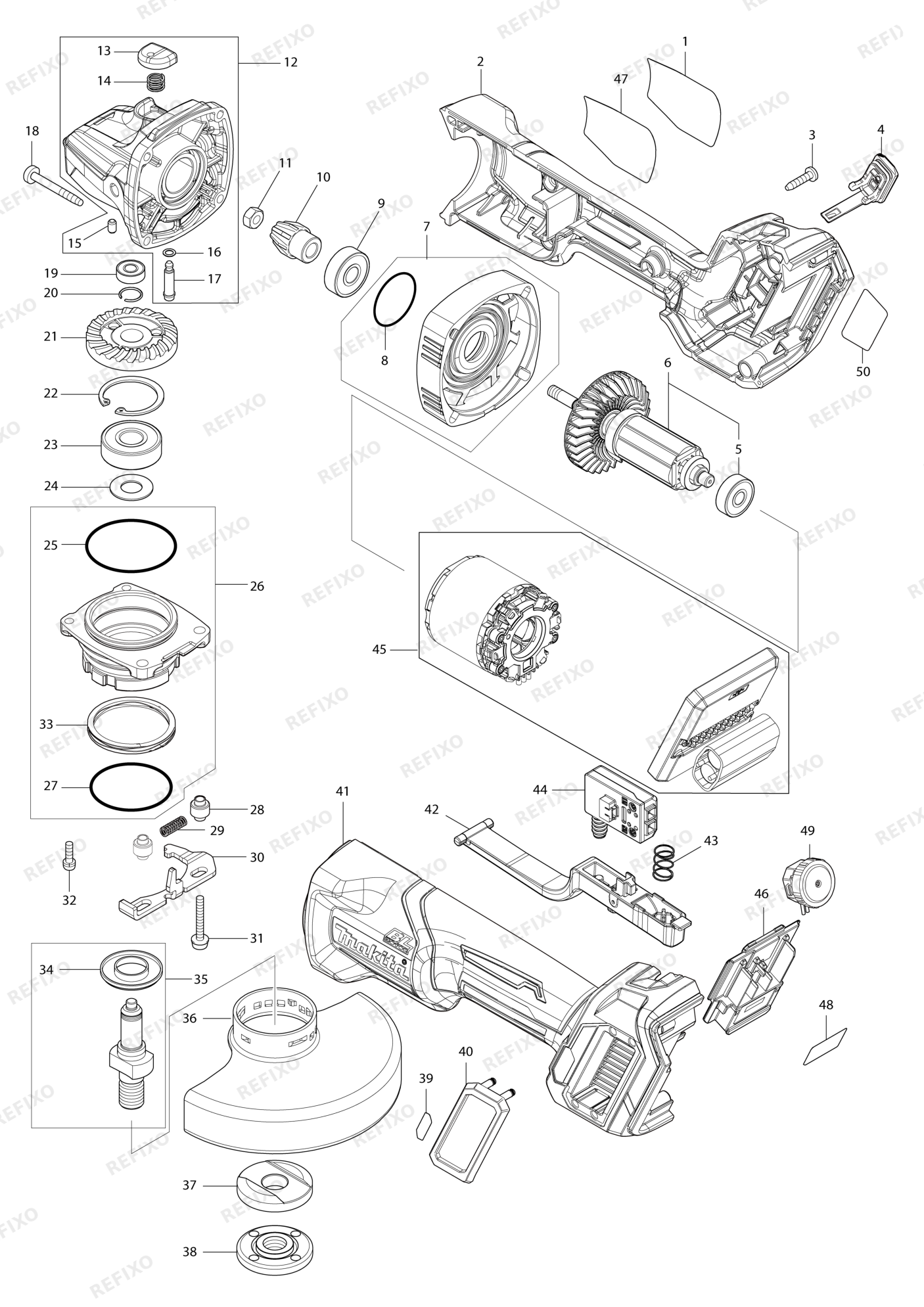MAKITA GA032G — схема запчастей