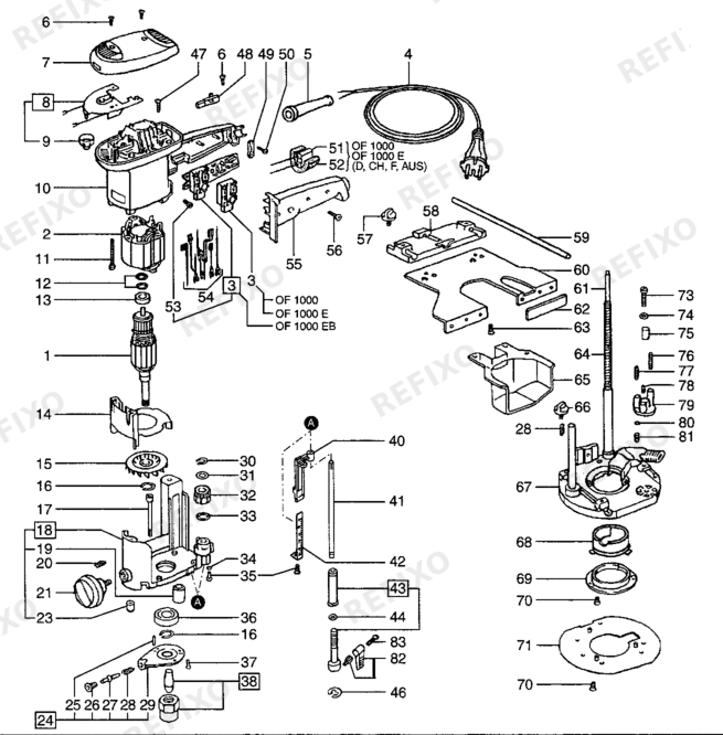 Festool OF 1000 EB 230V - фрезер 489603 — схема запчастей