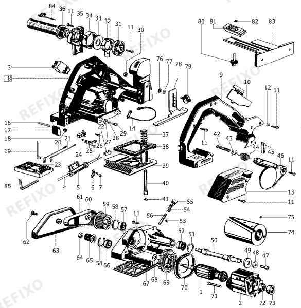 Festool HL 850 EB-Plus - рубанок 574521 — схема запчастей