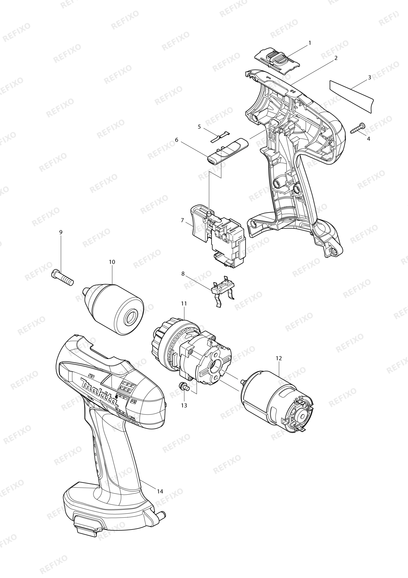 MAKITA 6391D — схема запчастей