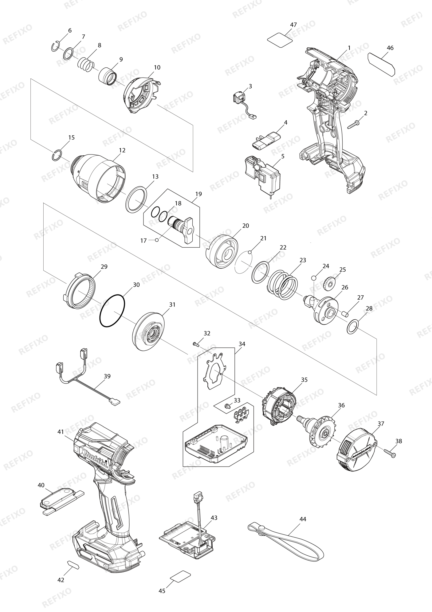 MAKITA TD001G — схема запчастей