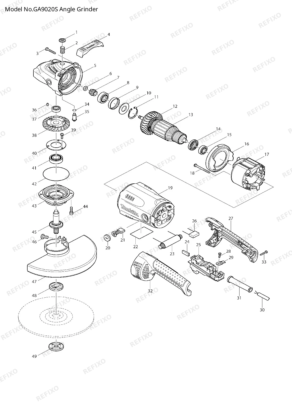MAKITA GA9020S — схема запчастей