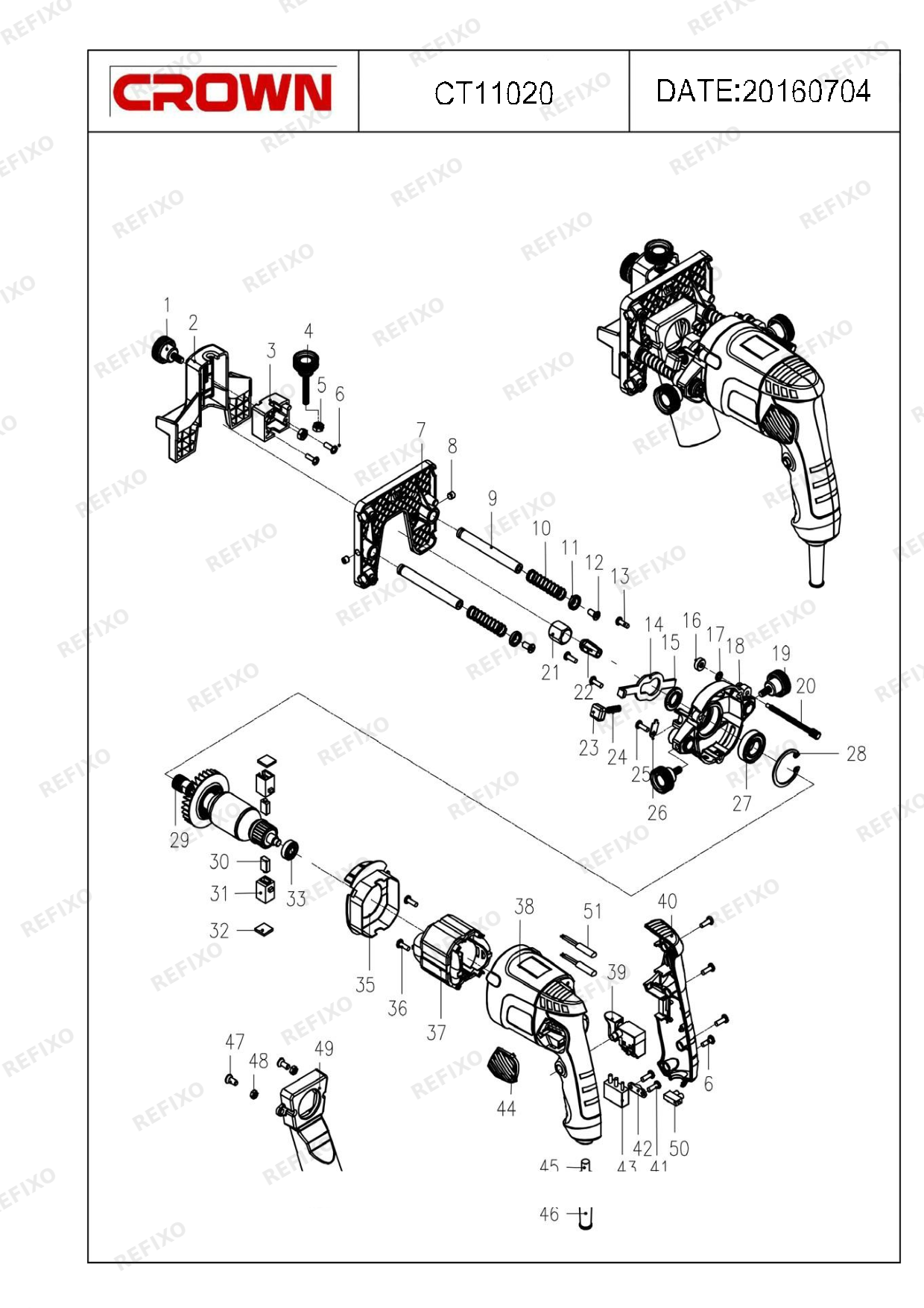 CROWN CT11020 — схема запчастей