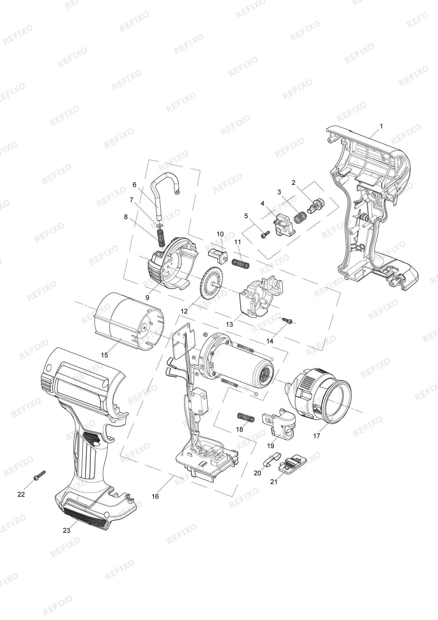 MAKITA DHG181 — схема запчастей